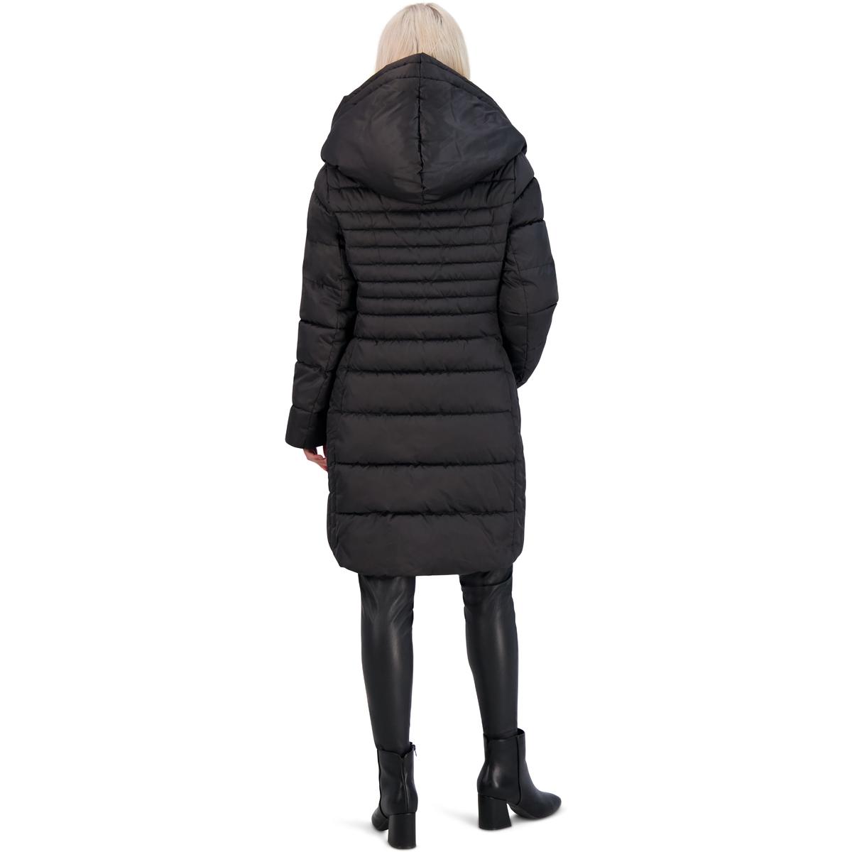 Tahari Casey Fitted Puffer Coat for Women-Quilted Winter Coat with Bib