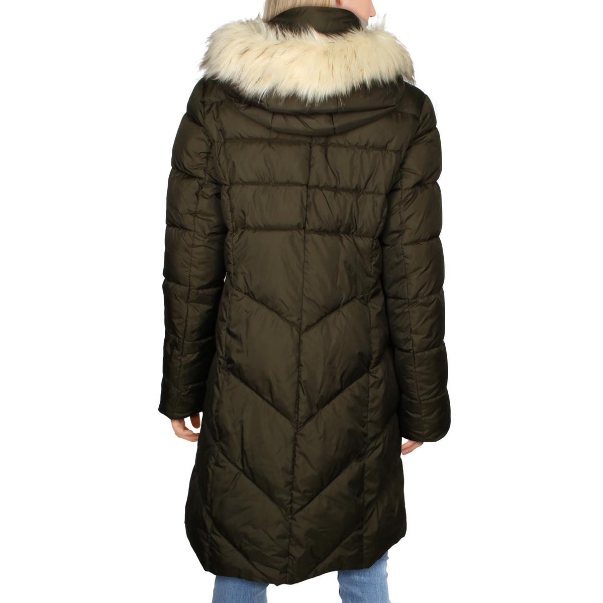 larry levine quilted faux fur hood coat