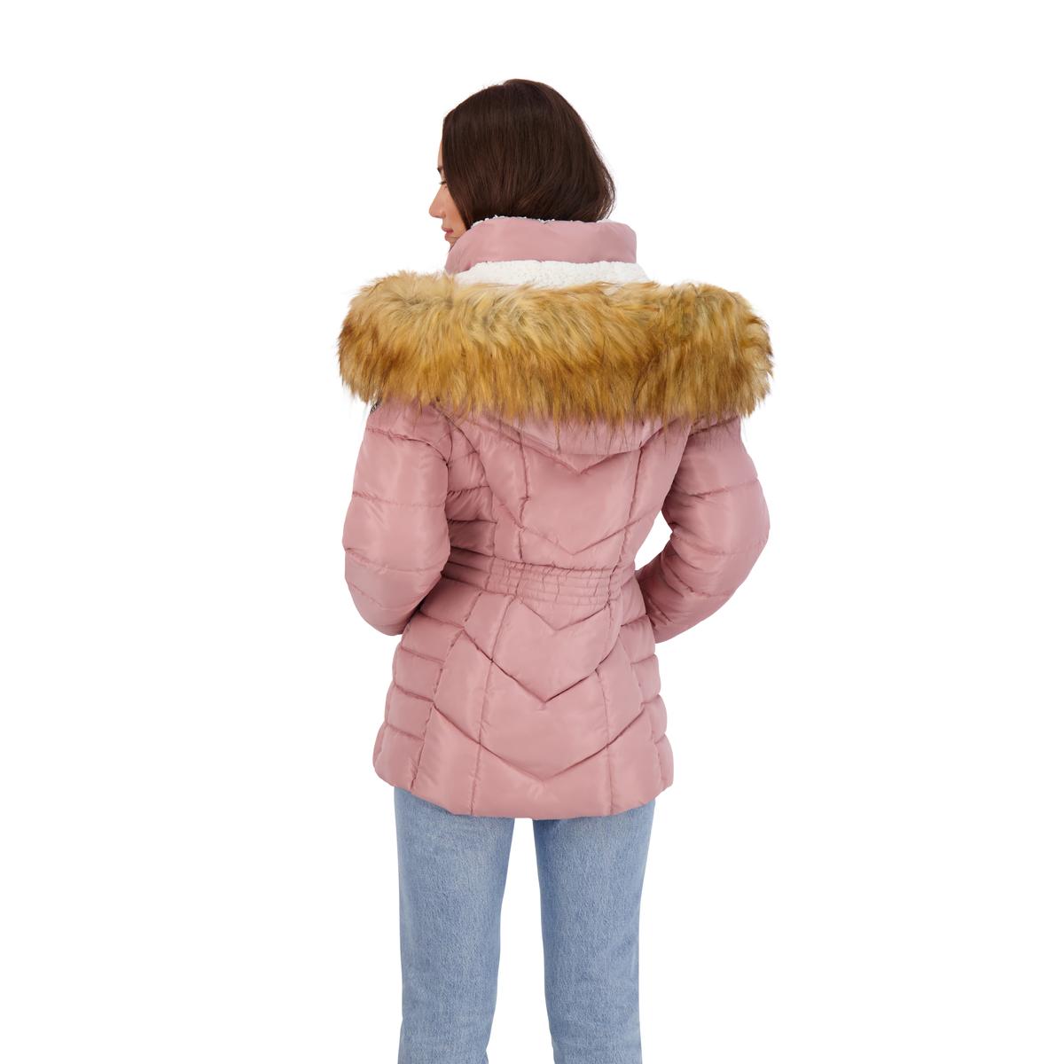 Reebok Puffer Coat for Women-Winter Coat with Sherpa lined Faux Fur Hood - Picture 17 of 25