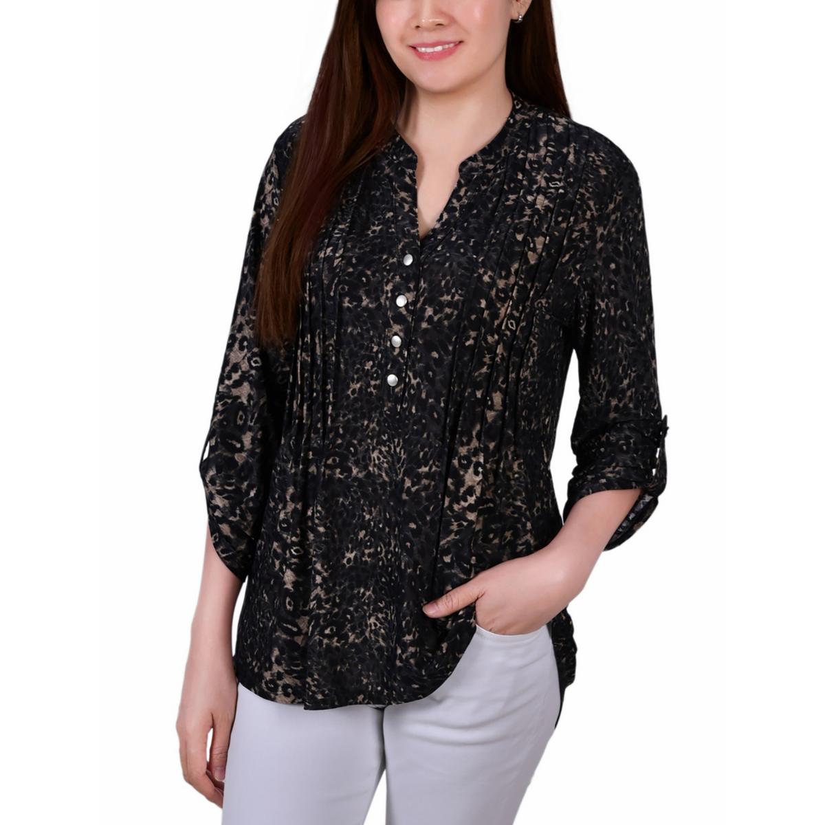 NY Collection Womens Pintuck Top Blouse Shirt Petites BHFO 5175 - Picture 3 of 8