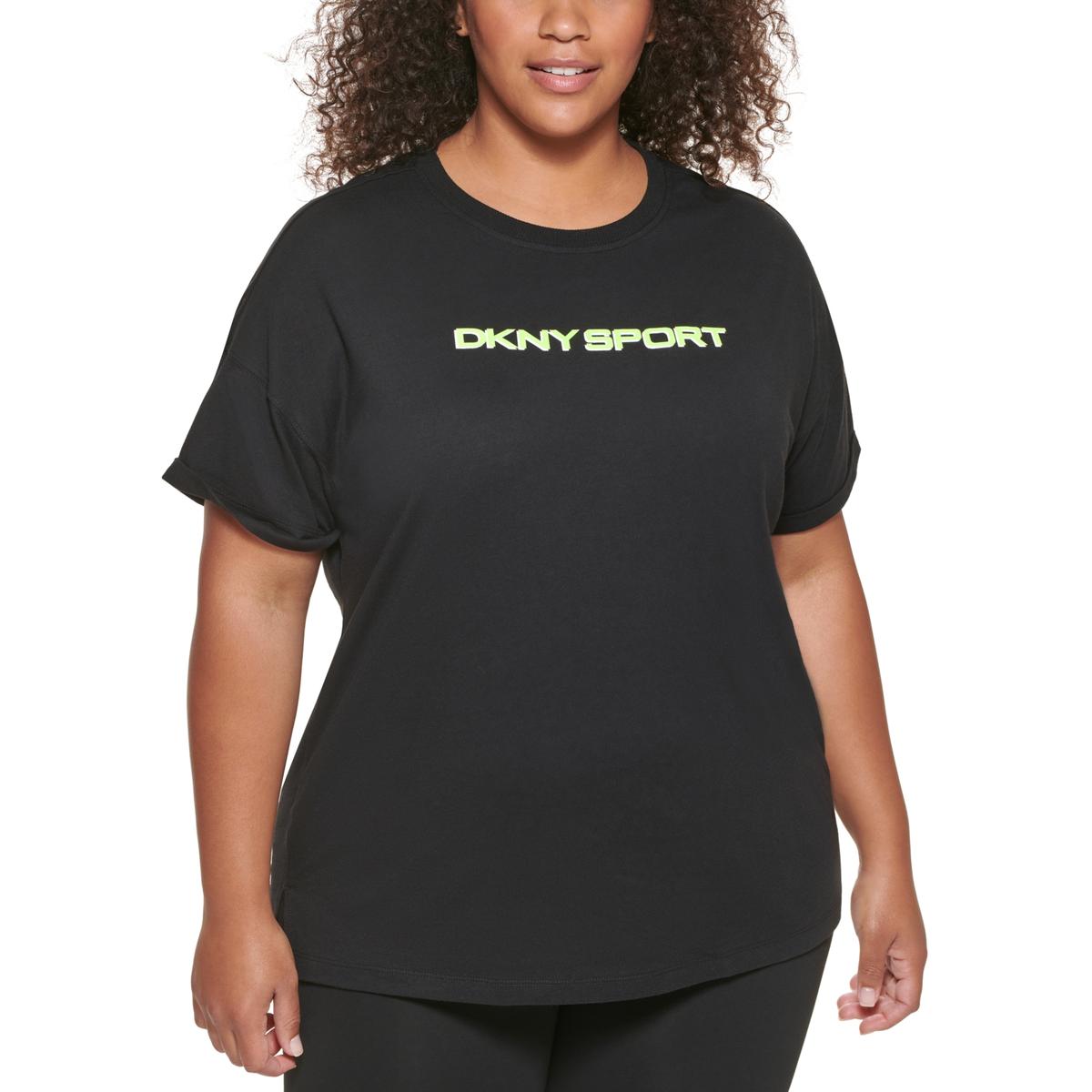 DKNY Women's Sport Plus Cotton Logo T-Shirt White Size 2X for sale