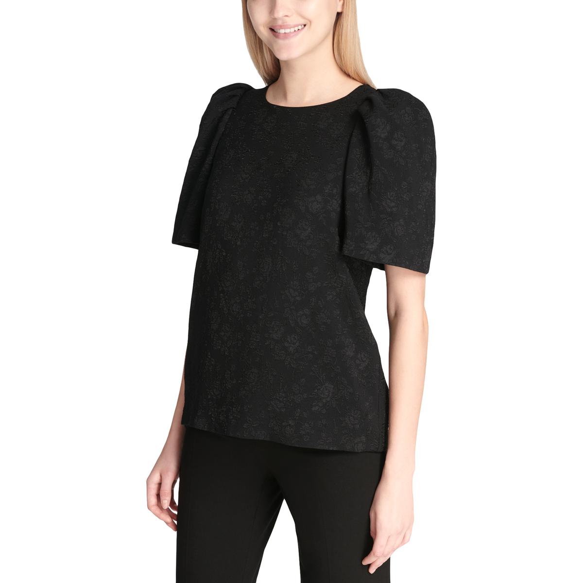 black shirt with puff sleeves