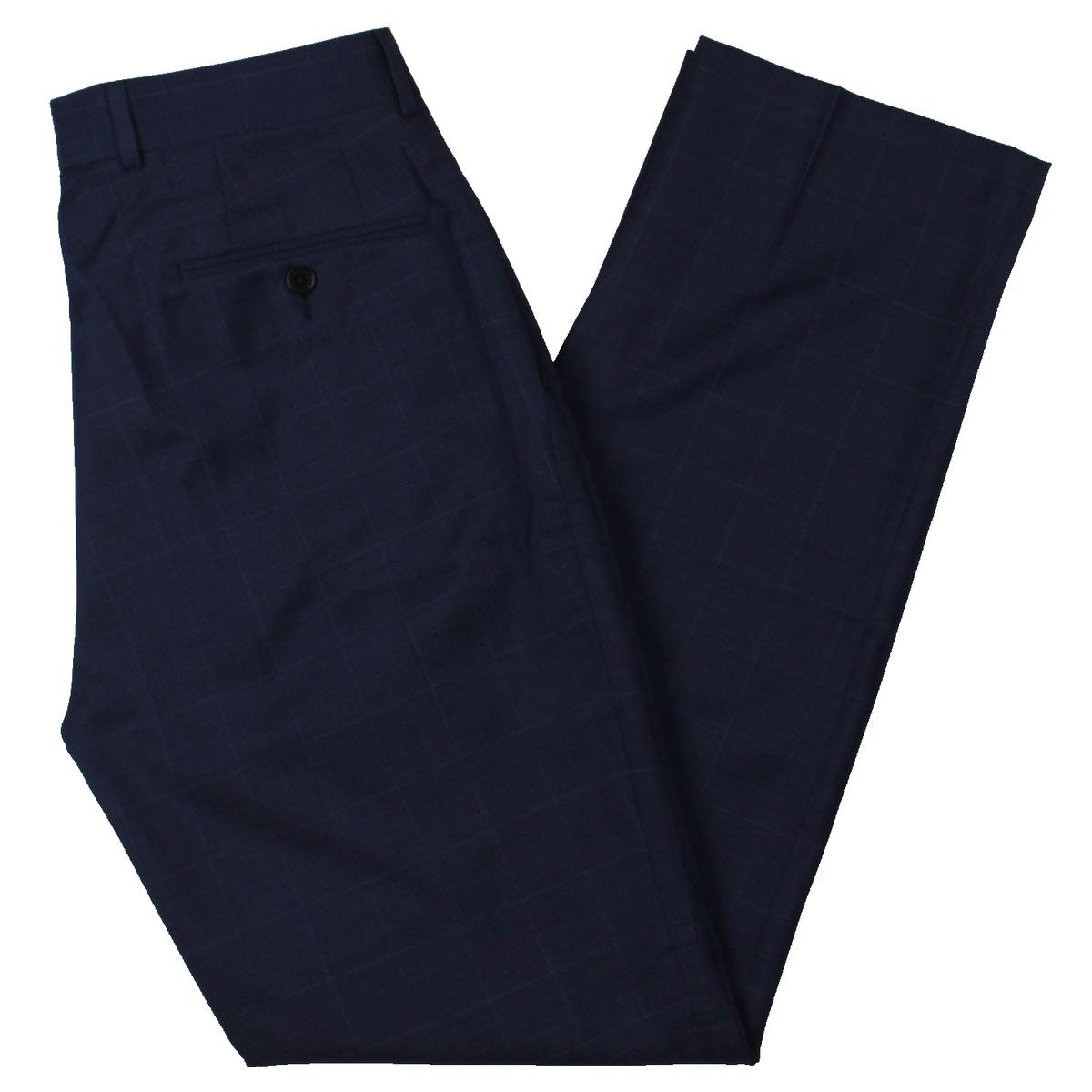 Lauren Ralph Lauren Mens Navy Window Pane Ultraflex Dress Pants 32/32 ...