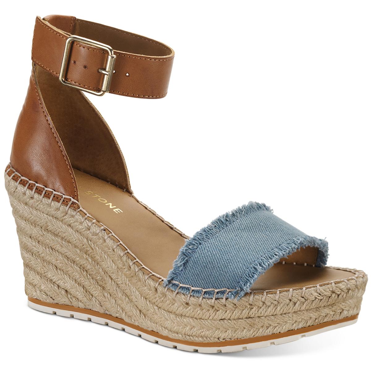 Sun + Stone Womens Sammi Covered Wedge Ankle Strap Espadrilles