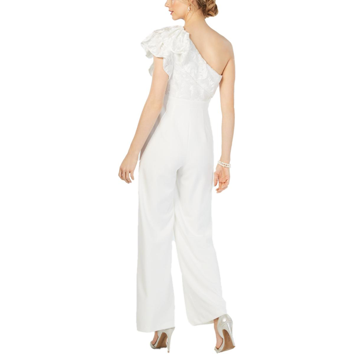 Adrianna Papell Womens Ivory One Shoulder Floral Lace Jumpsuit 14 BHFO 5309 191937849104 eBay