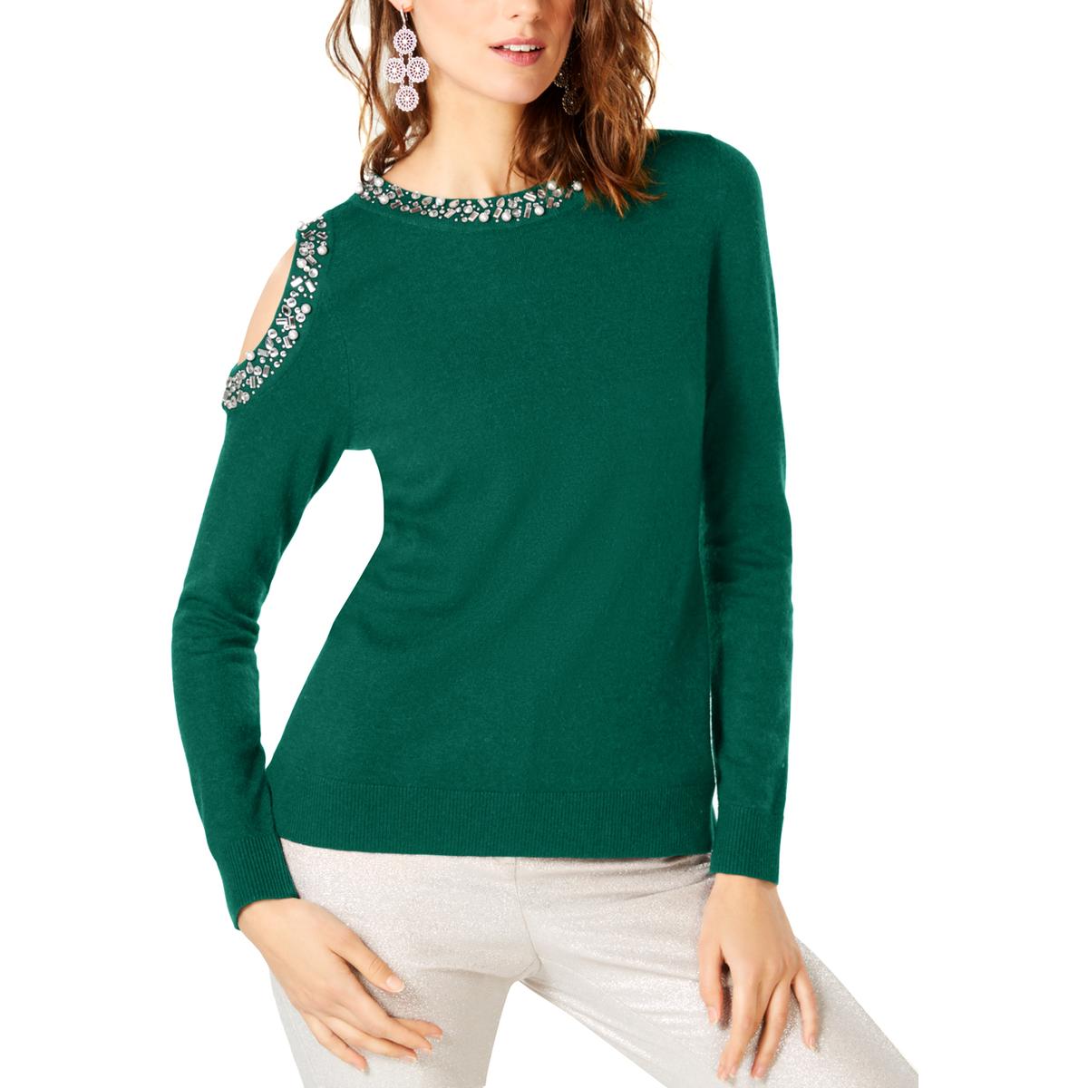 green embellished sweater