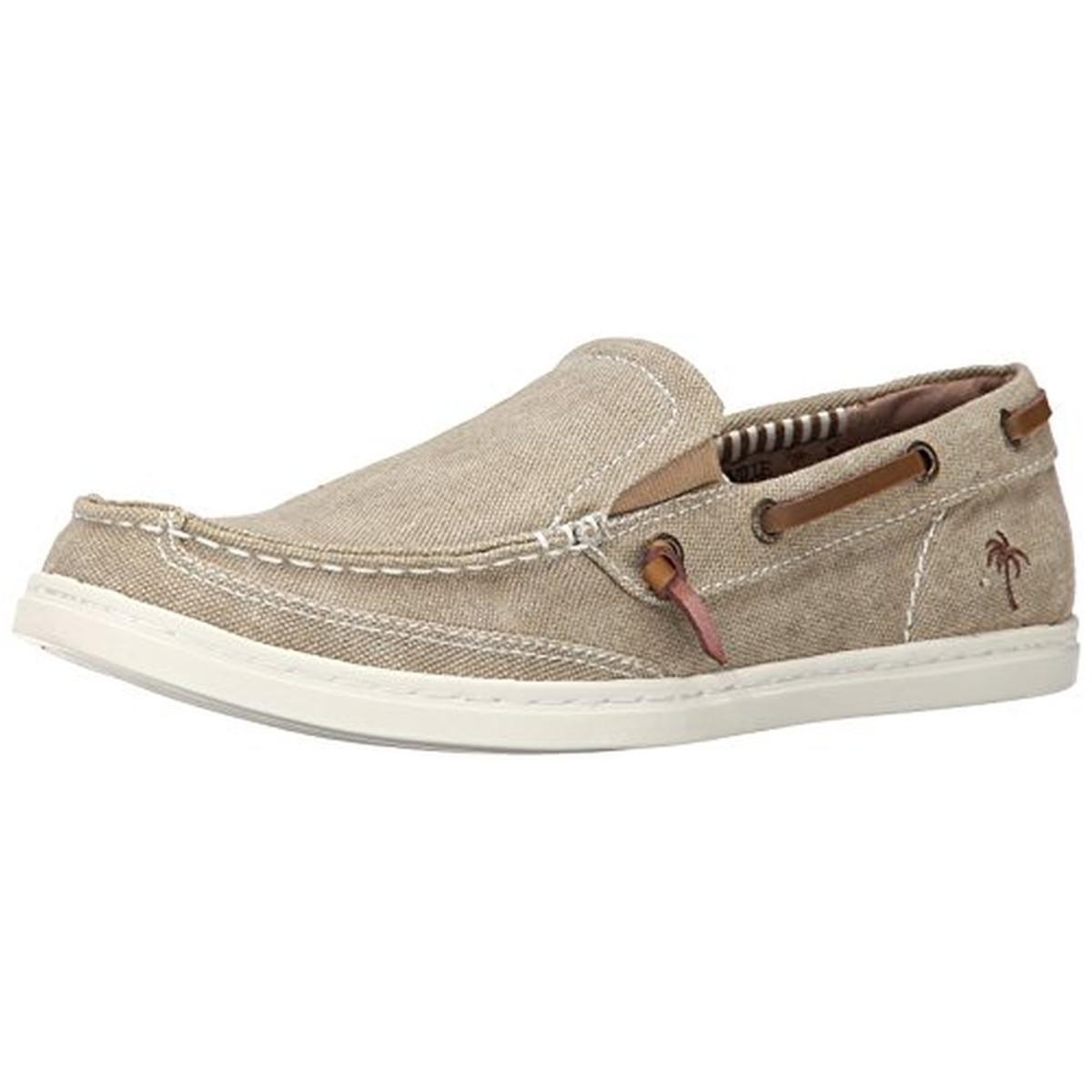 Margaritaville 7304 Mens Dock Tan Canvas Stretch Loafers Boat Shoes 12 ...