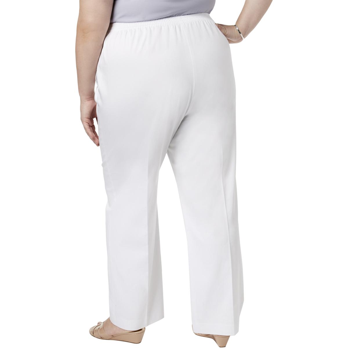 Alfred Dunner Womens White Straight Leg Pants Trousers Plus 16W Short ...