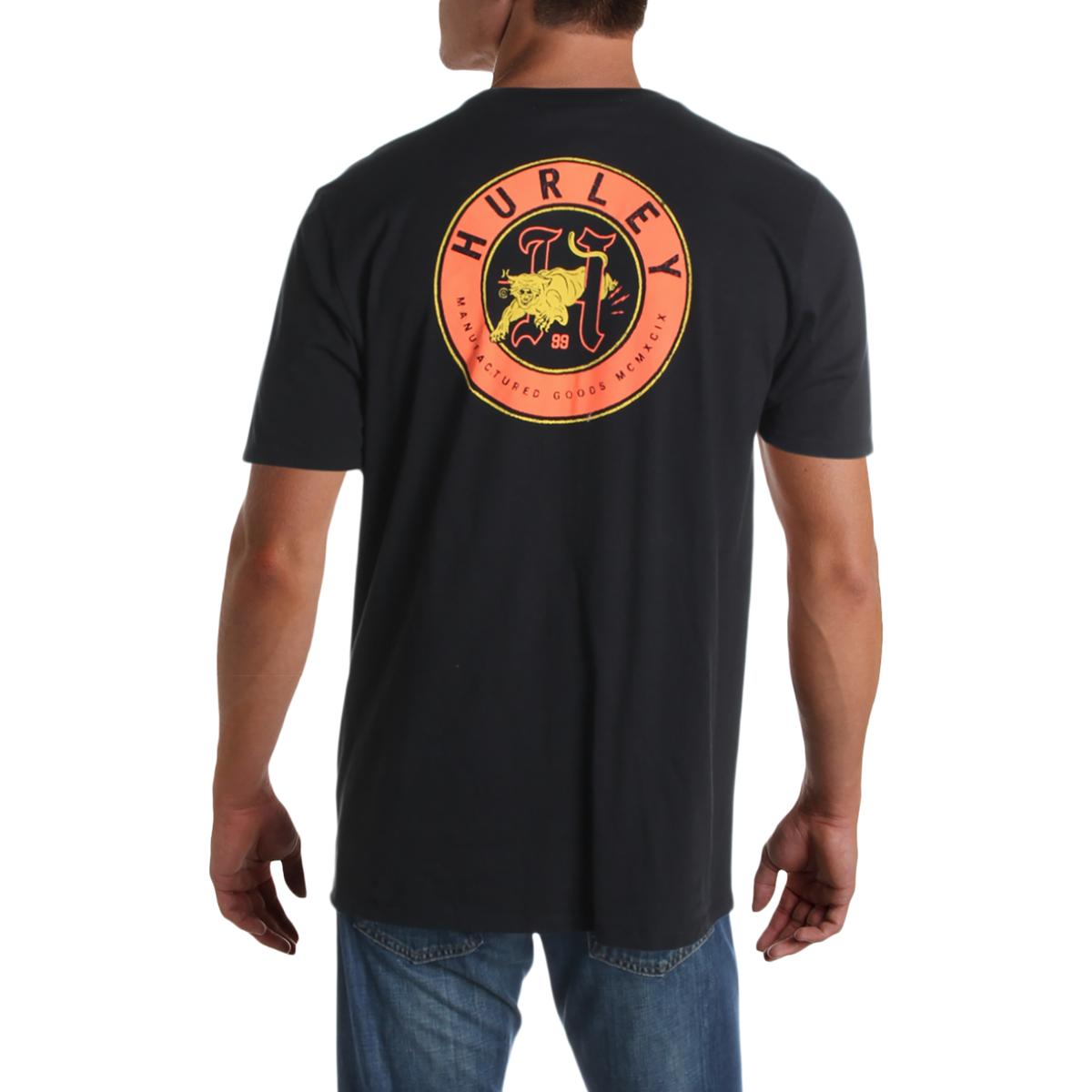 Hurley Mens Black Cotton Crew Neck Short Sleeves Logo T-Shirt L BHFO ...