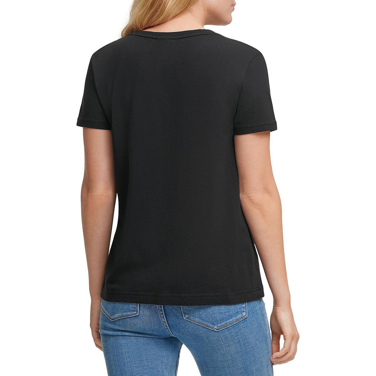 DKNY Womens Pocket Sequined Tee T-Shirt Top BHFO 0686