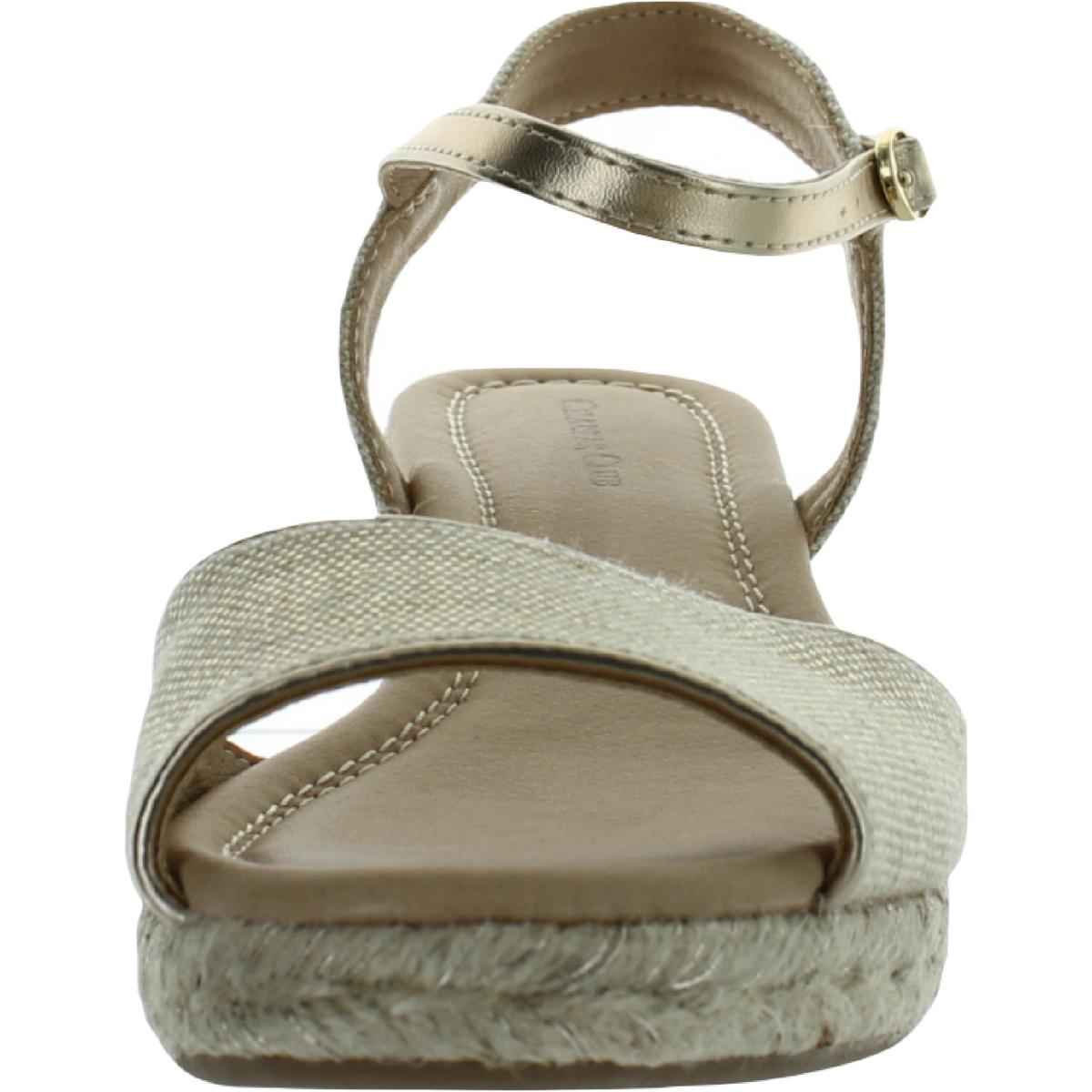 Charter Club Womens Luchia Canvas Buckle Slingback Wedge Sandals