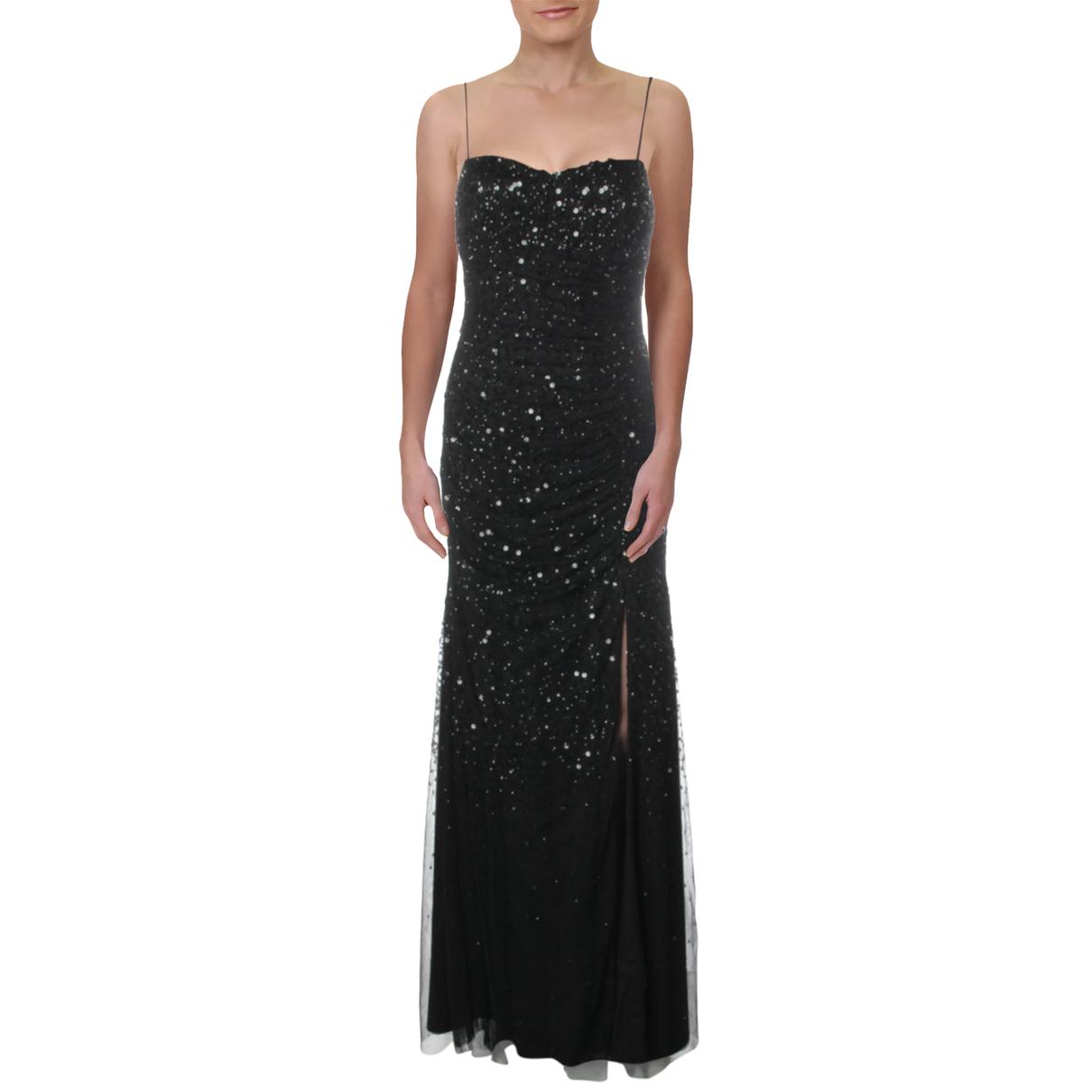 adrianna papell black beaded gown