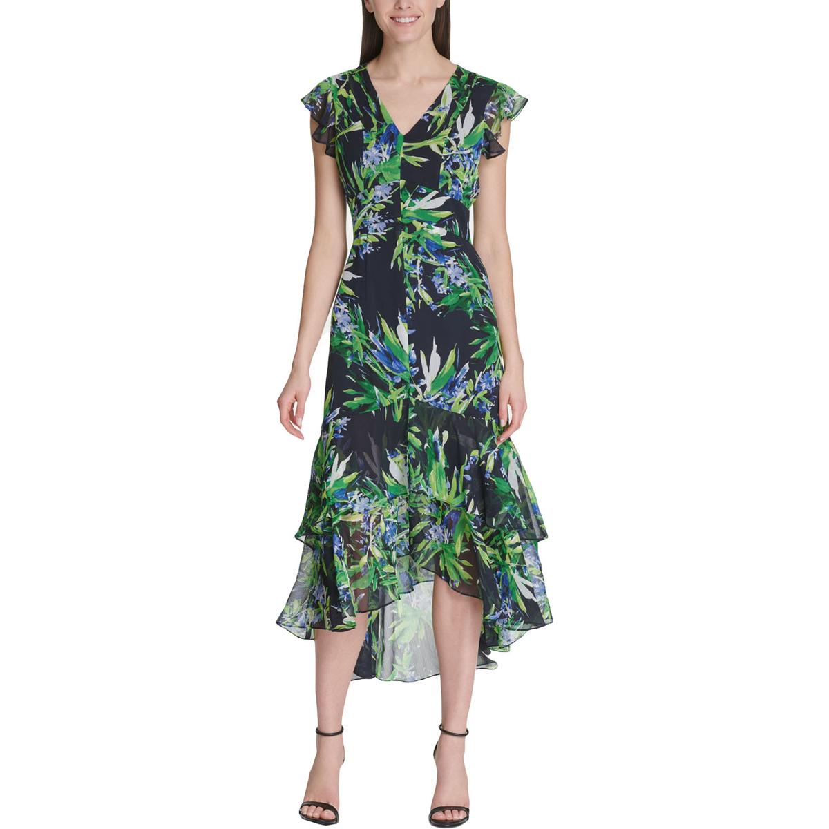 Tommy Hilfiger Womens Green Floral V-Neck Maxi Dress 12 BHFO 9295 | eBay