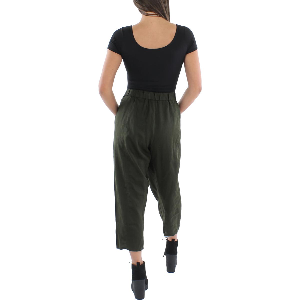 Eileen Fisher Womens Green Organic Linen Ankle Jeans Petites PL BHFO 6199