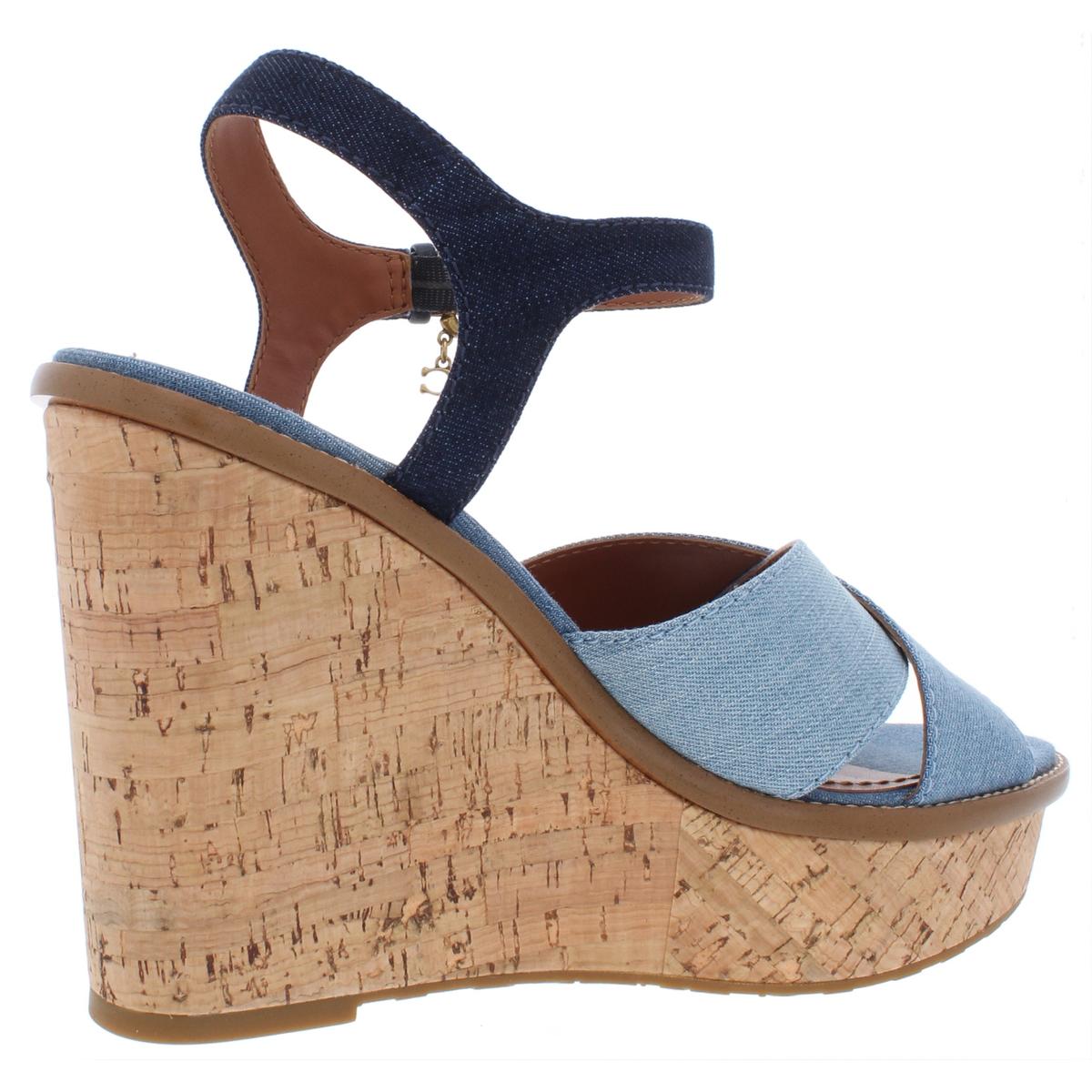 coach denim wedge sandals