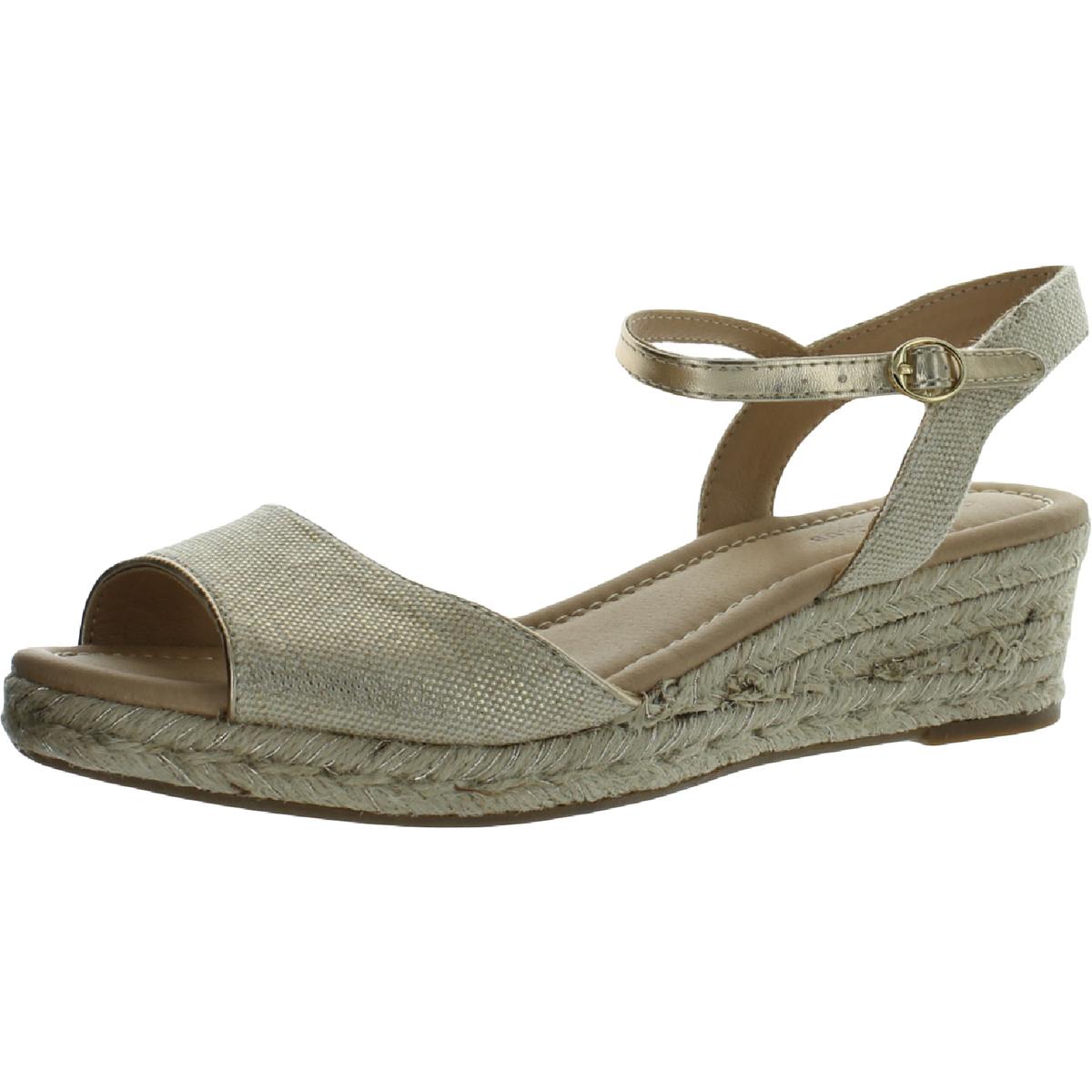 Charter Club Womens Luchia Canvas Buckle Slingback Wedge Sandals