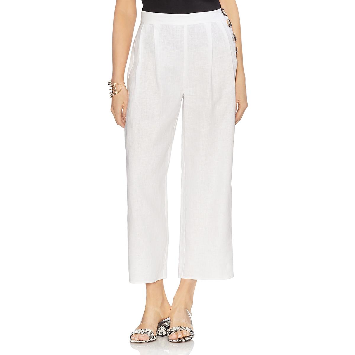 white linen cropped pants