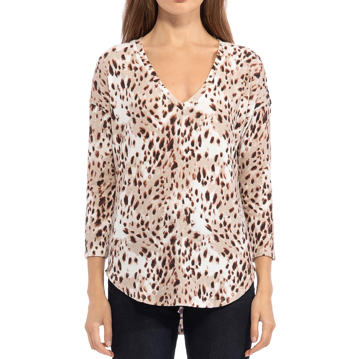 B Collection by Bobeau Womens Animal Print V Neck Shirt Pullover Top ...