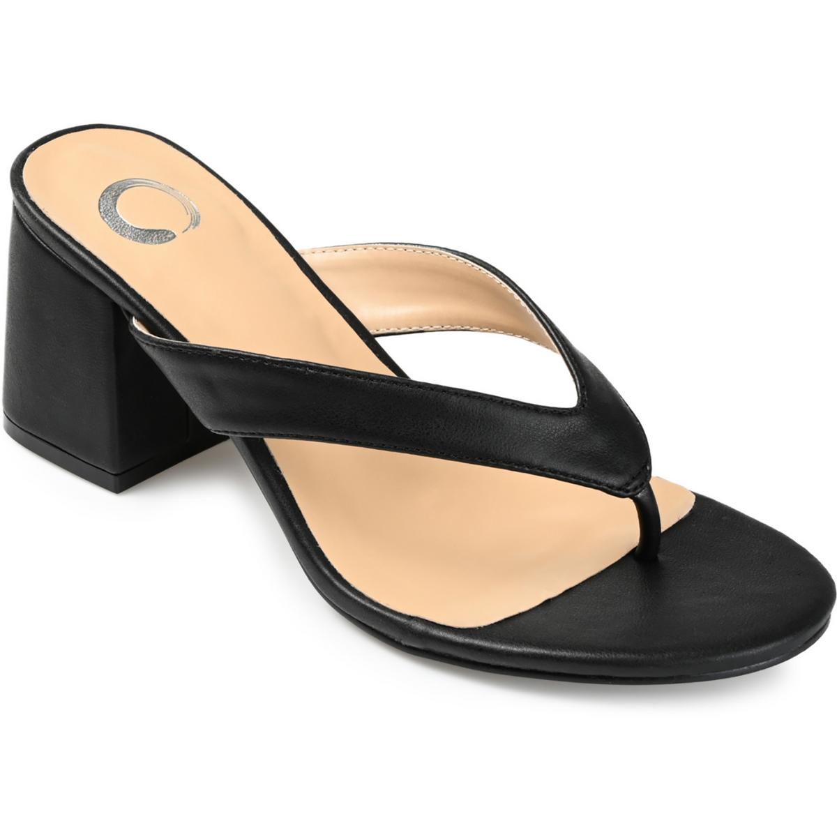 Journee Collection Womens Alika Faux Leather Slip On Thong Heels Shoes BHFO 8522 - Picture 2 of 5