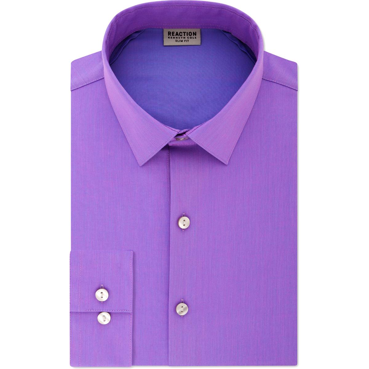 Kenneth Cole Reaction Mens Purple Button-Down Shirt Top 15.5 32/33 M ...