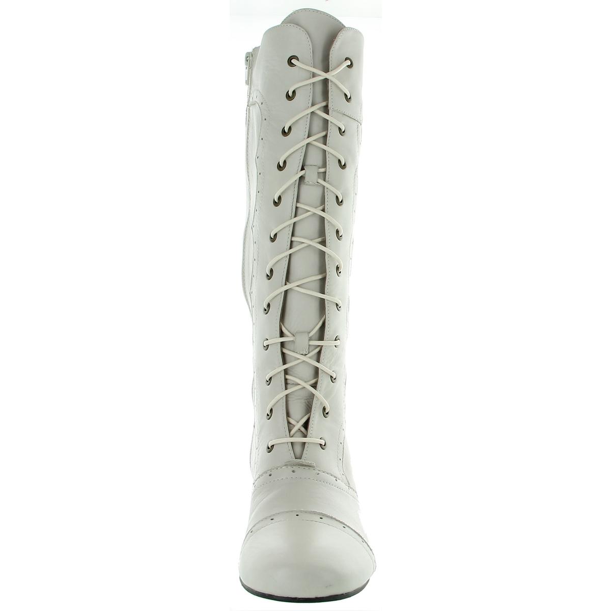 Array Womens Vintage Leather Tall Lace Up Knee-High Boots Shoes BHFO 2355 - Picture 7 of 7