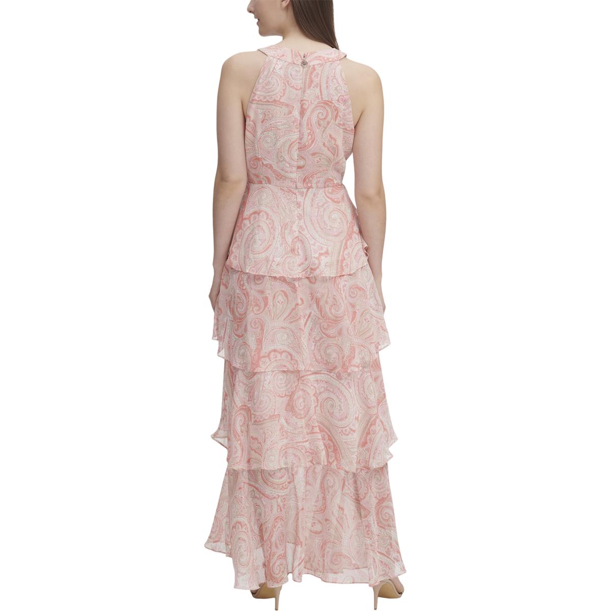 Tommy Hilfiger Womens Pink Halter Paisley Ruffled Maxi Dress 14 BHFO ...