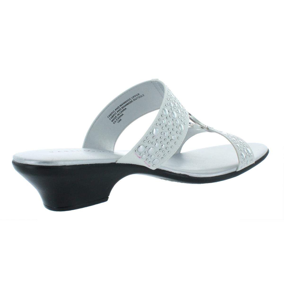 Karen Scott Womens Eanna Textured Man Made Open Toe Kitten Heels Shoes BHFO  4210