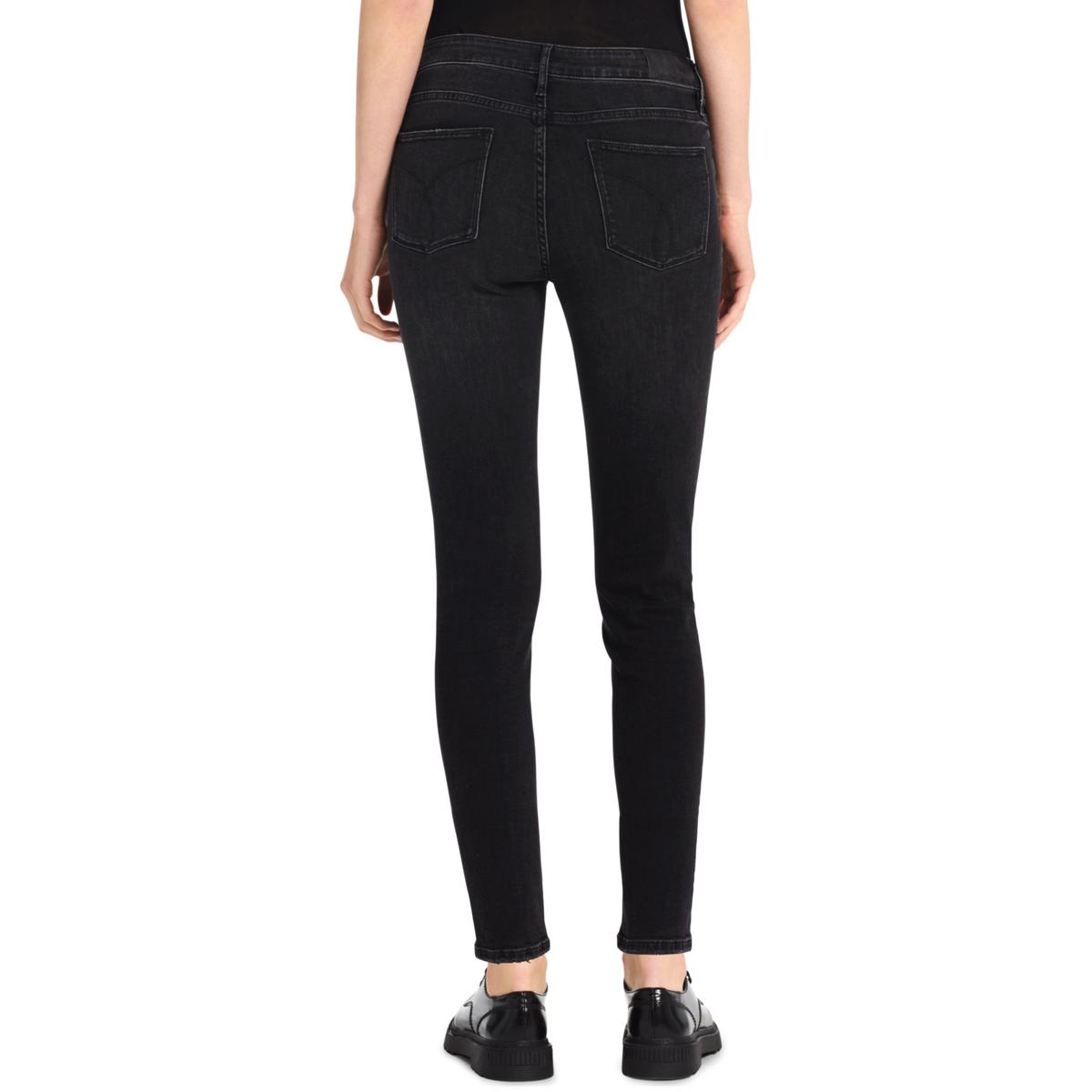 Calvin Klein Jeans Womens Black Denim Destroyed Ankle Skinny Jeans 31 ...