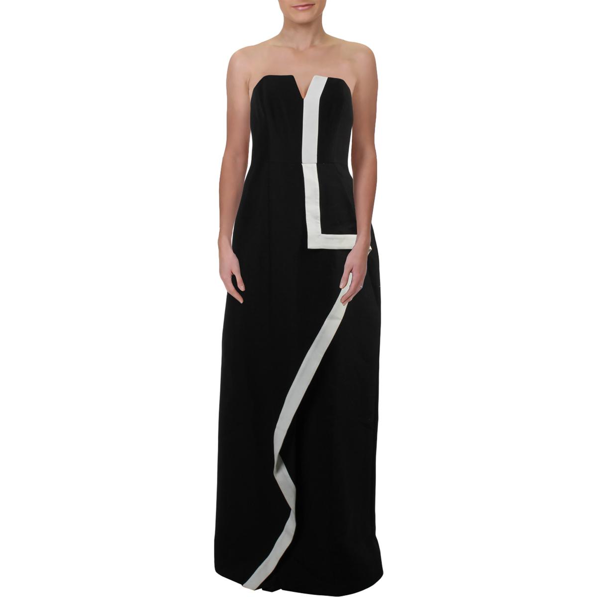 Halston Heritage Womens Black Strapless Formal Evening Dress Gown 6 ...