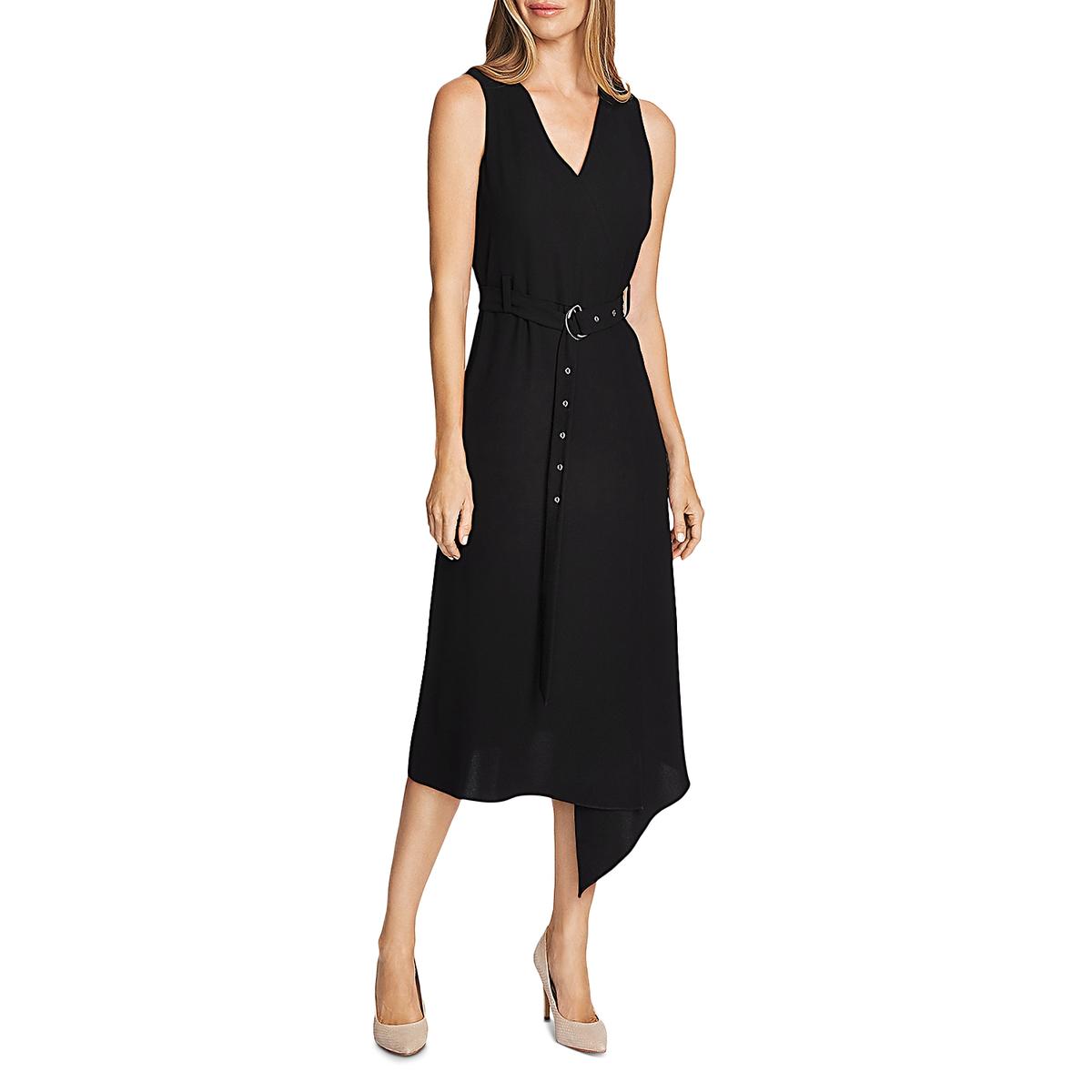 vince camuto belted asymmetrical gown