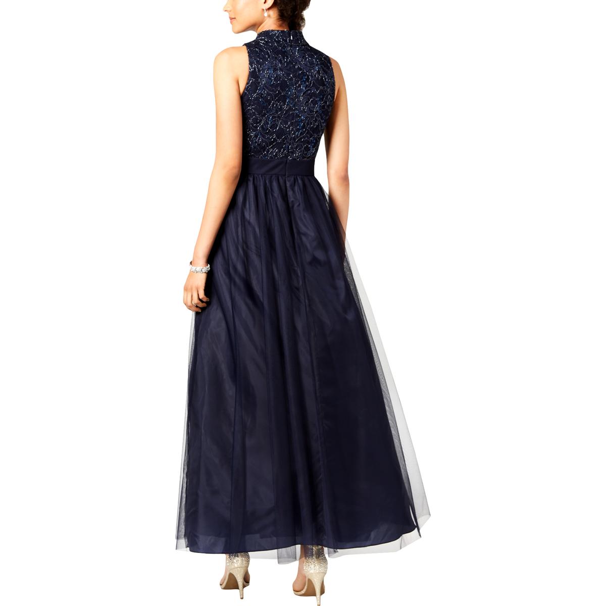 Jessica Howard Womens Navy Sleeveless Sequined Formal Dress Gown 8 BHFO ...