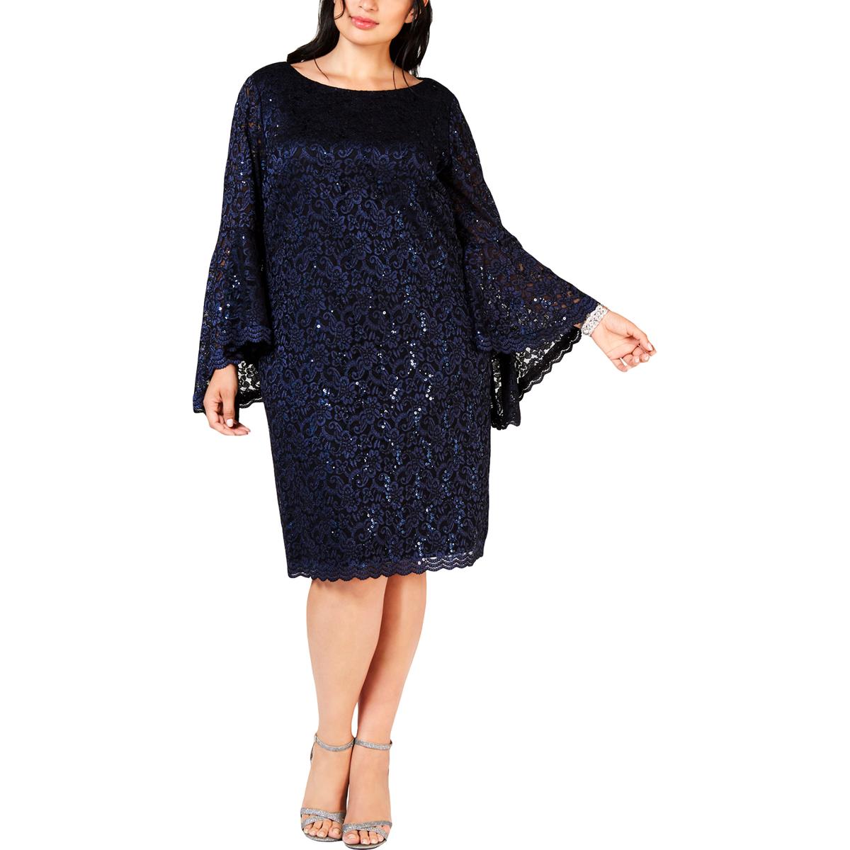 Jessica Howard Womens Navy Lace Sequined Party Cocktail Dress Plus 20W ...