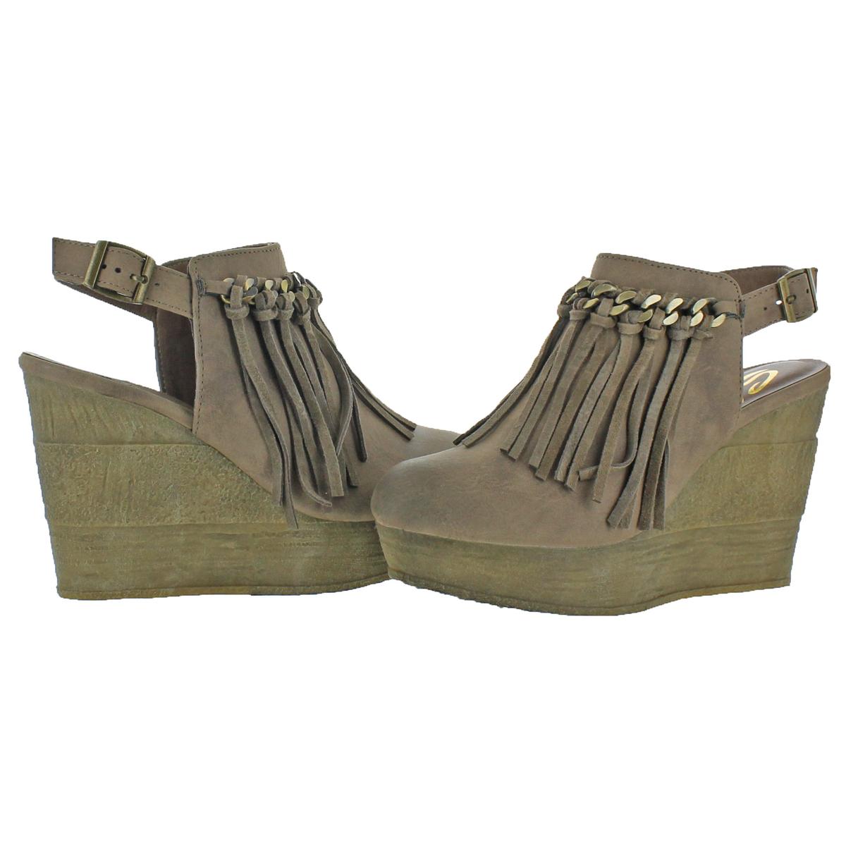 brown wedge booties with fringe