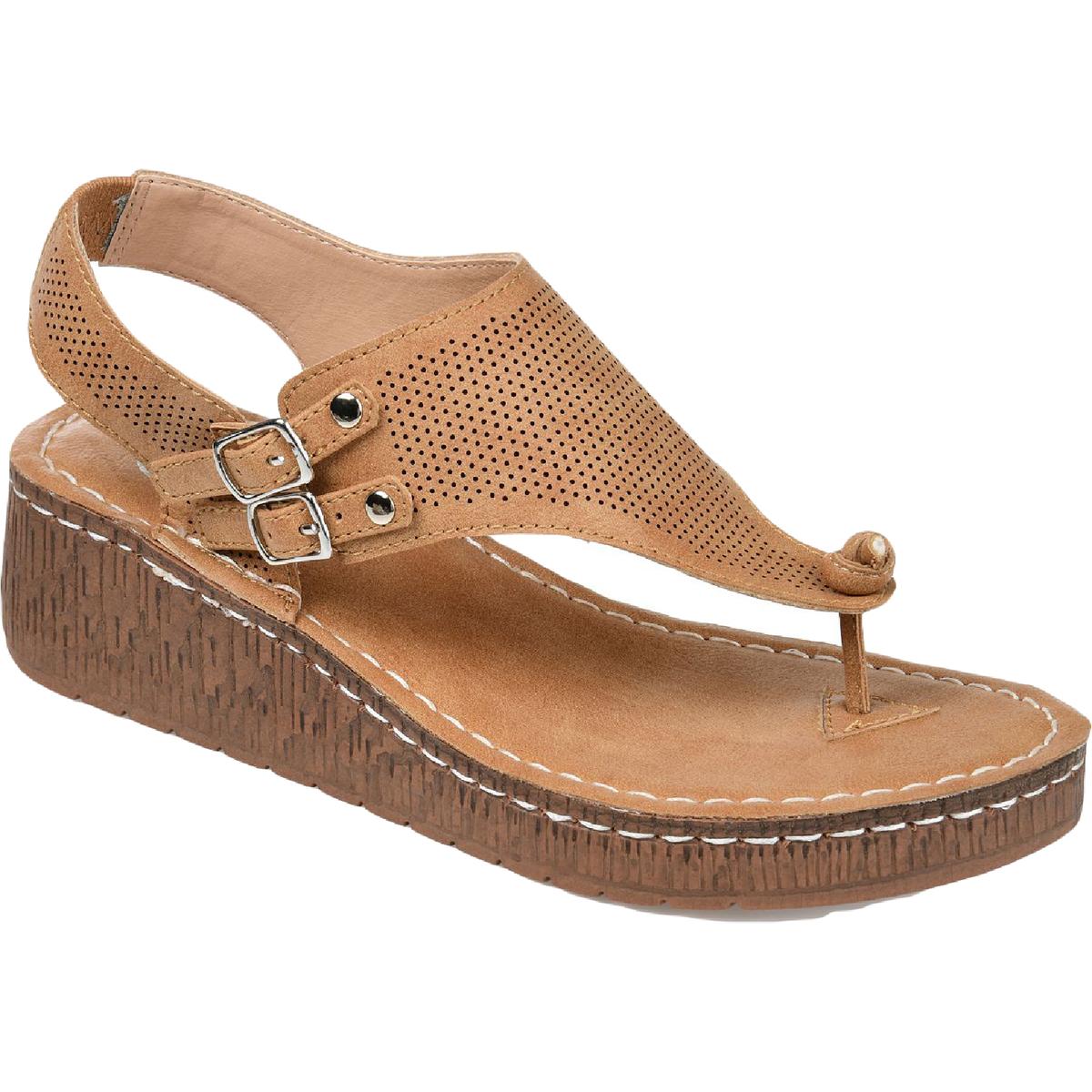 Женские босоножки на танкетке Mckell Tan из коллекции Journee 7.5 Medium (B,M) BHFO 1352