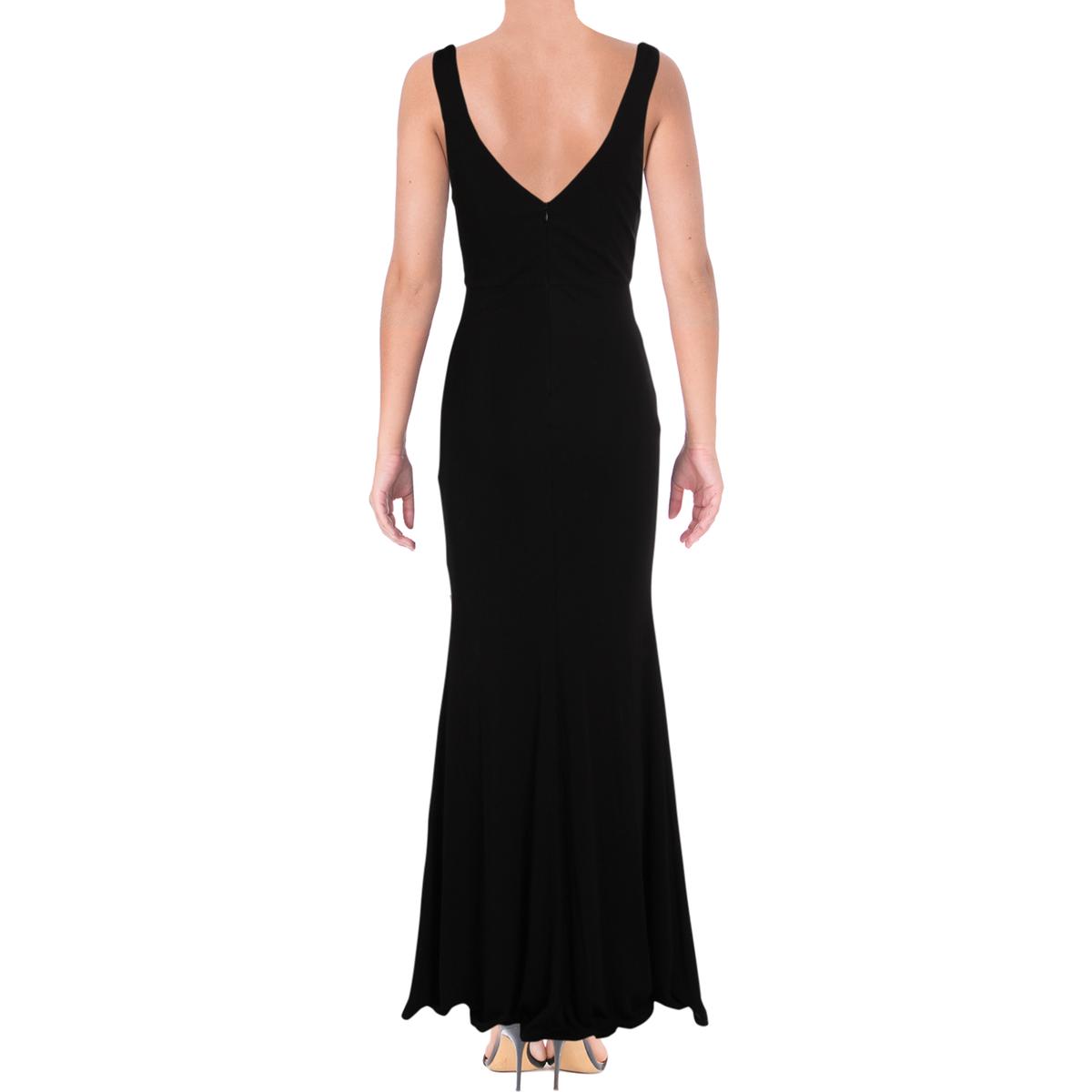 ABS by Allen Schwartz Womens Black V-Neck Evening Dress Gown S BHFO ...