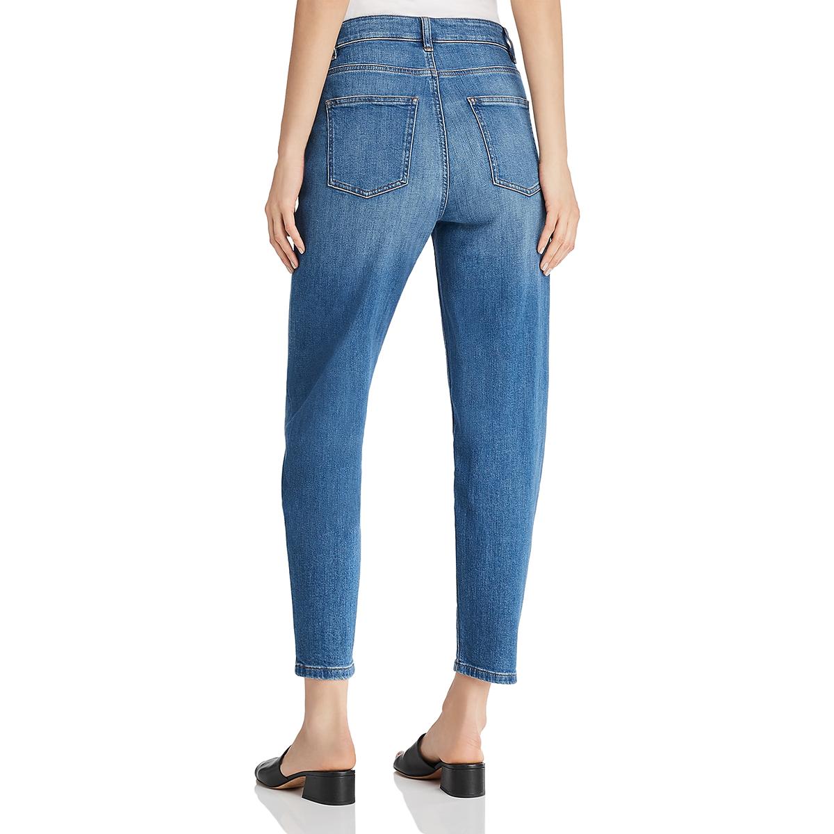 Eileen Fisher Womens Blue High Waisted Denim Tapered Ankle Jeans 6 BHFO ...