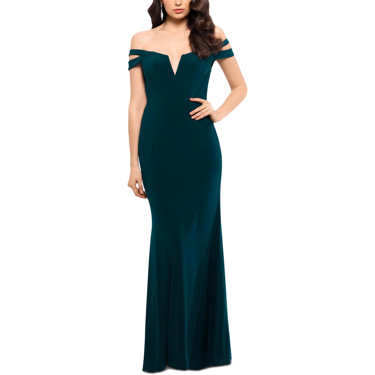 xscape green satin gown