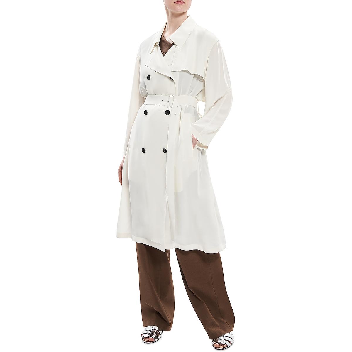 Pre-owned Theory Womens Double-breasted Lightweight Soft Shell Jacket Jacket Bhfo 1099 In White