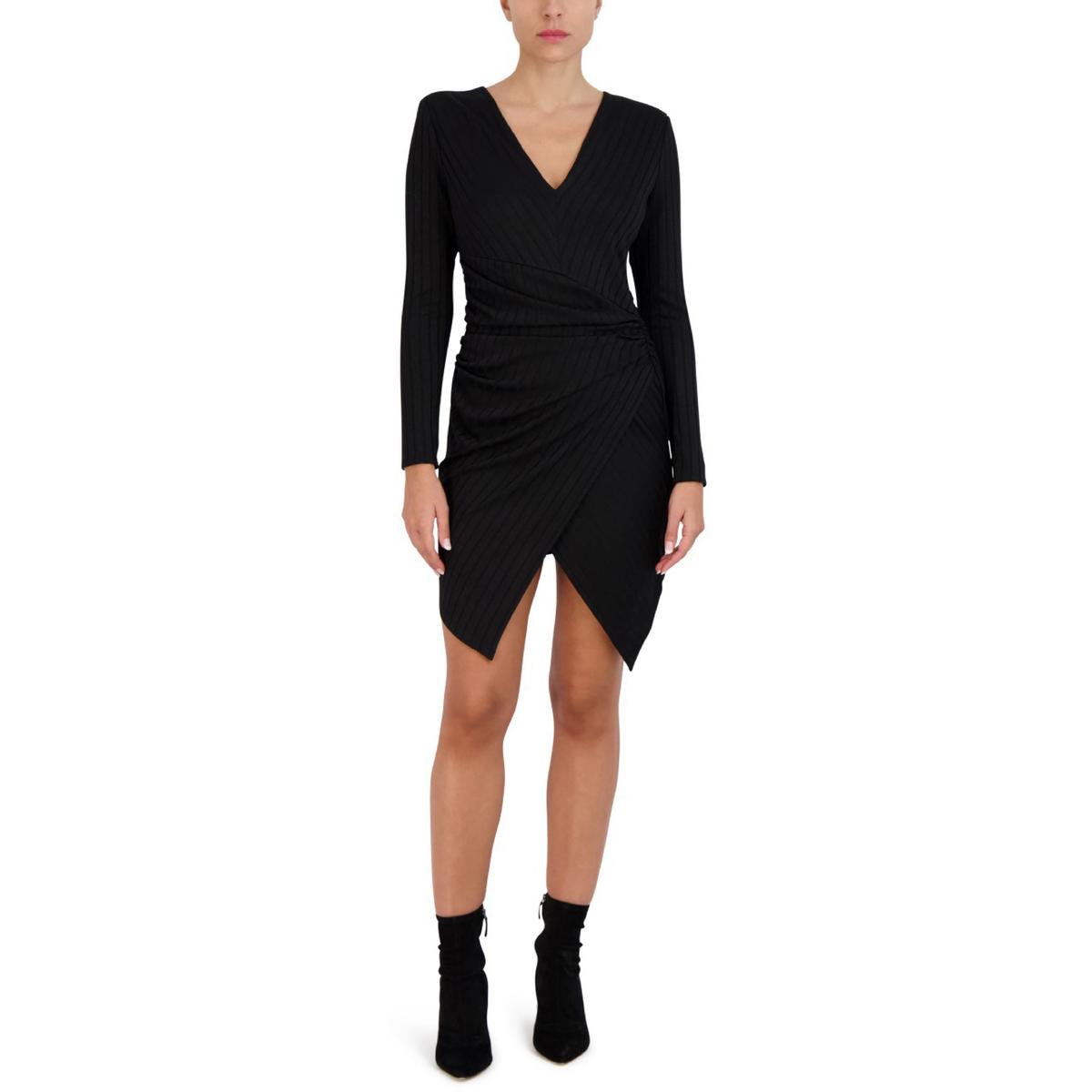 BCBG Max Azria Women s Ruched Long Sleeve Mini Dress with Envelope Hem