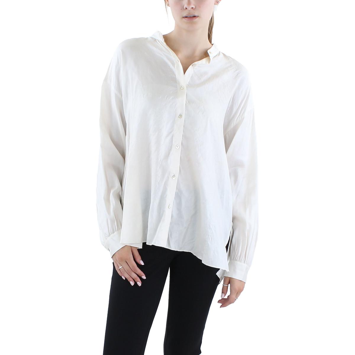 Женский шелковый топ на пуговицах цвета слоновой кости Eileen Fisher, XL BHFO 3223