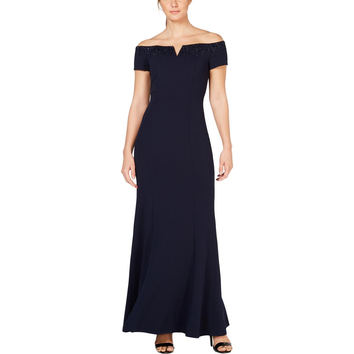 Calvin Klein Womens Navy Embellished Formal Evening Dress Gown 6 BHFO ...