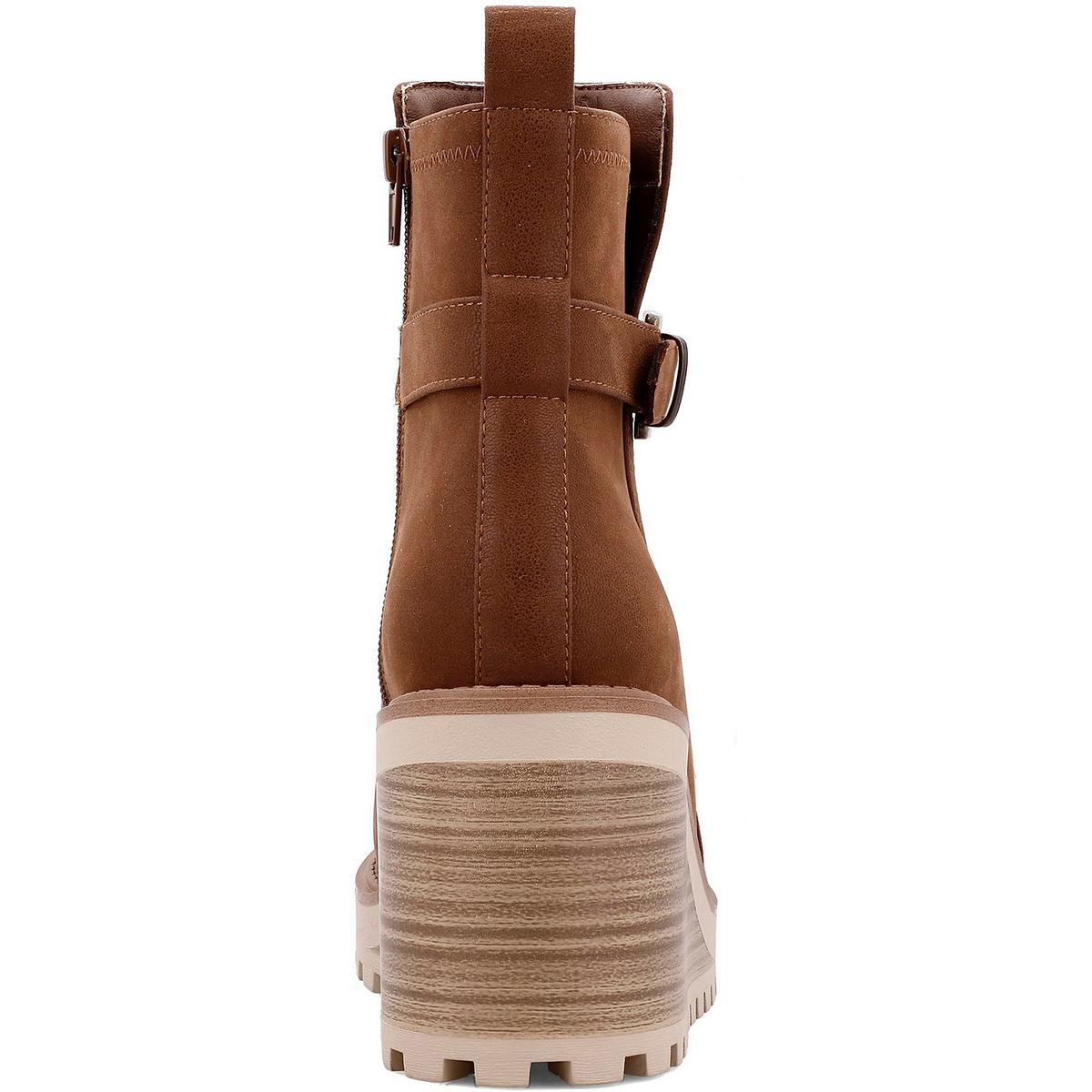 Mia Womens Cleste Buckle Wedge Boots BHFO 8743 - Picture 6 of 6