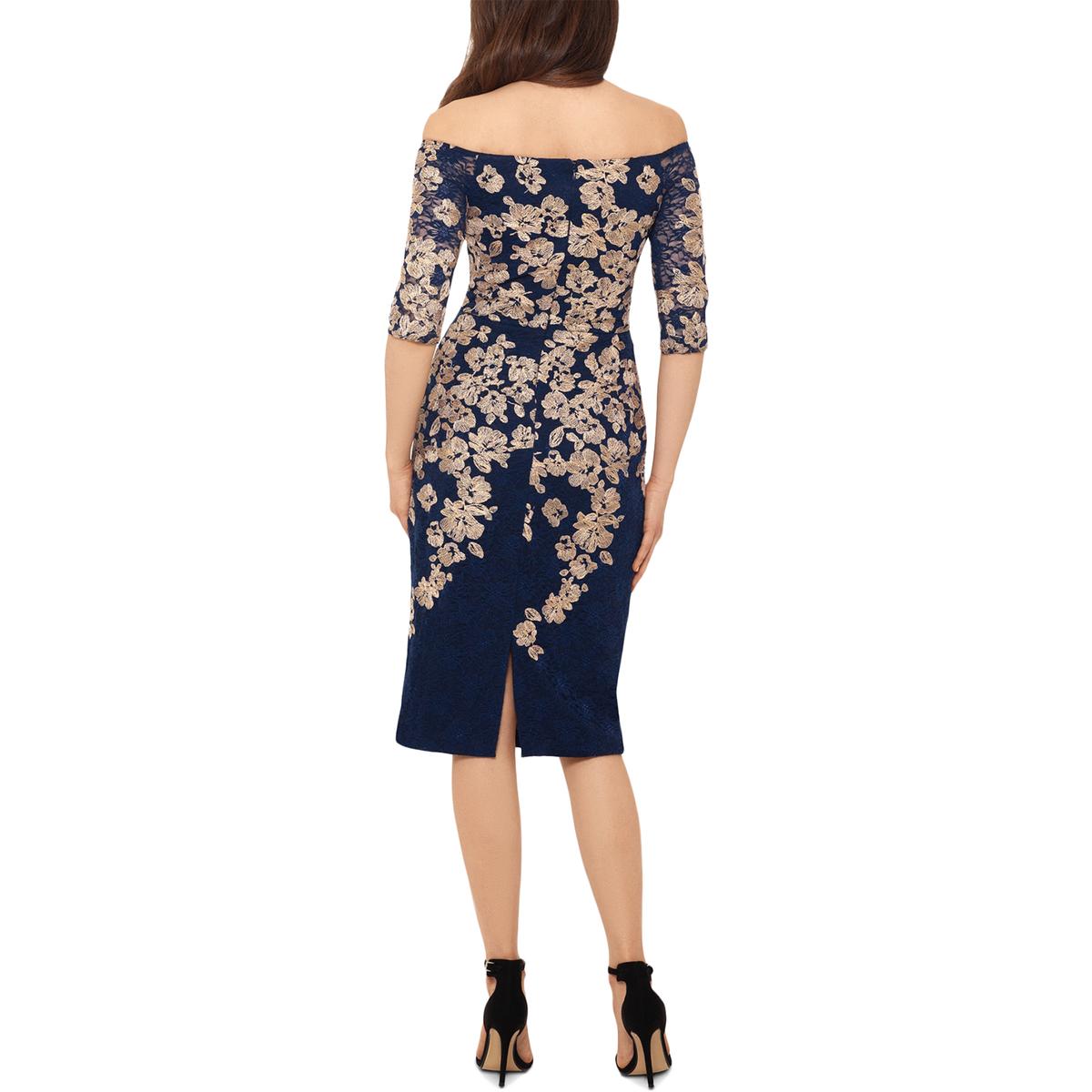 Xscape Womens Navy Lace Floral Party Cocktail Dress 10 BHFO 5757 | eBay