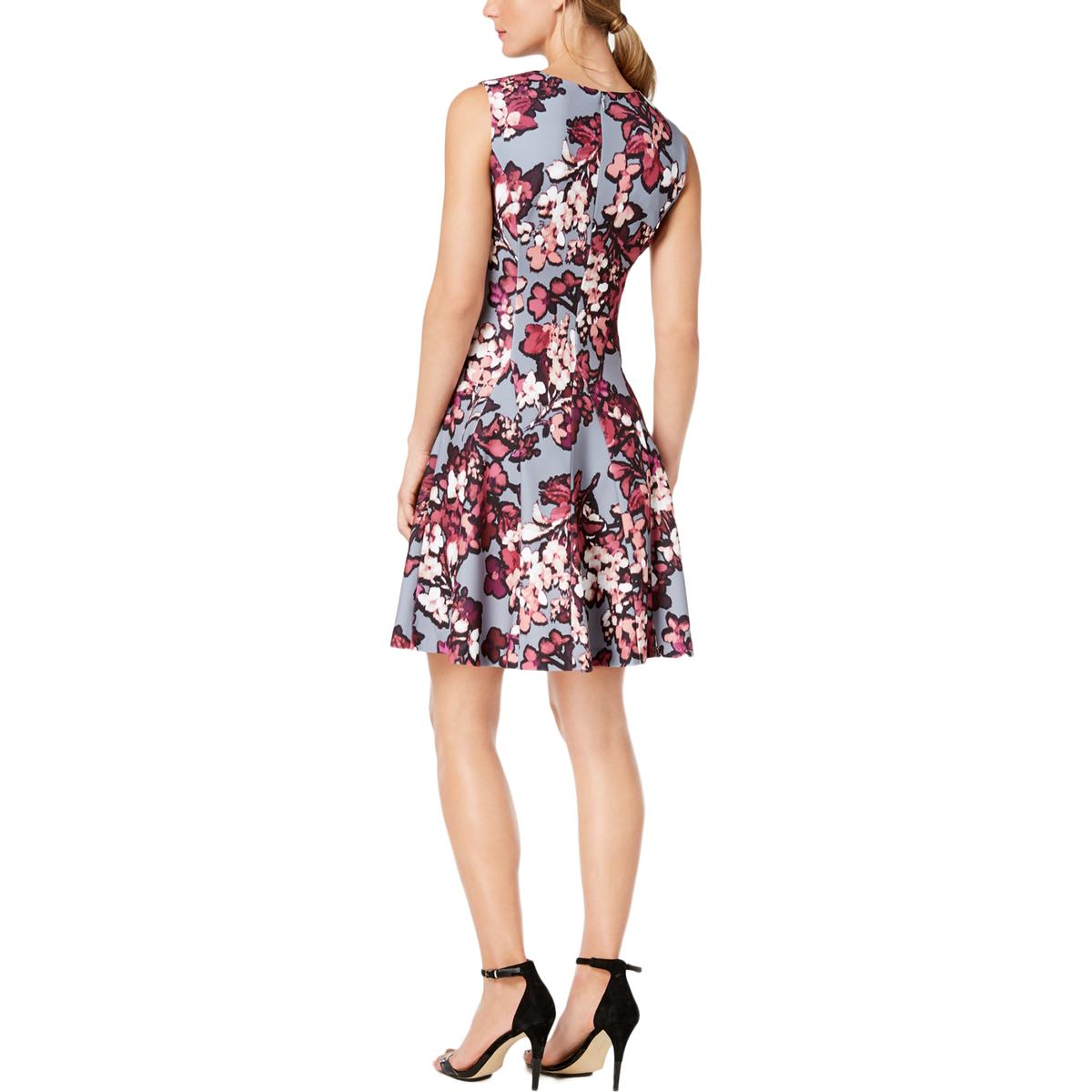 Calvin Klein Womens Gray Sleeveless Floral Daytime Party Dress 4 BHFO ...