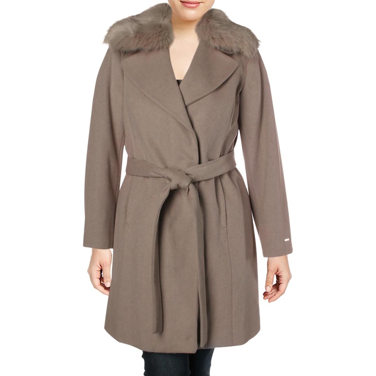 Tahari Womens Fiona Winter Wool Double Breasted Midi Coat Outerwear ...