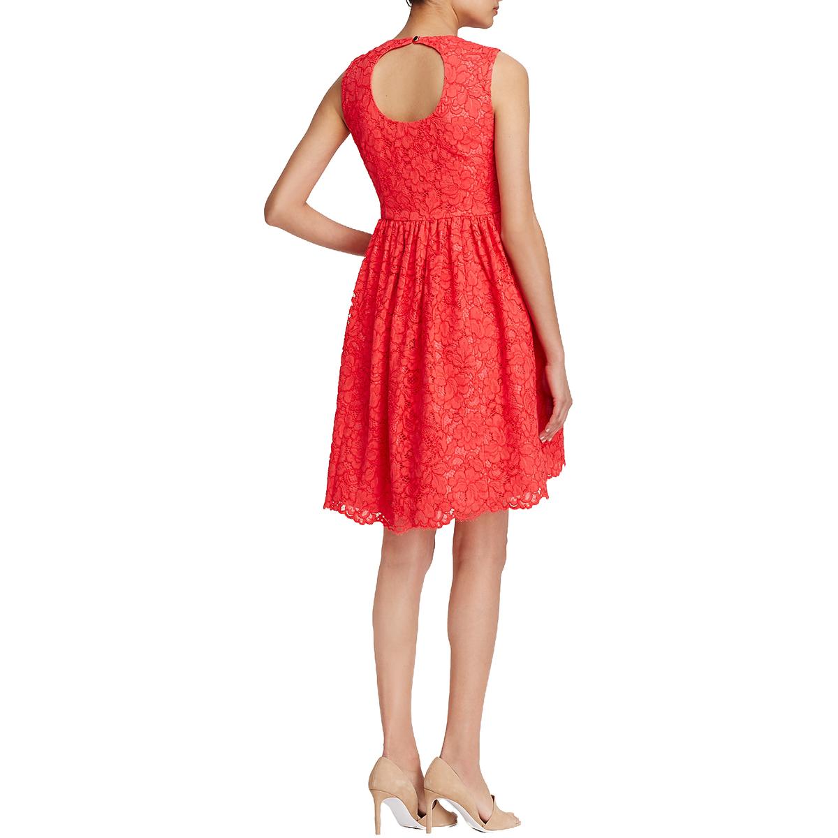 Kate Spade Womens Pink Floral Lace Open Back Fit & Flare Party Dress 8