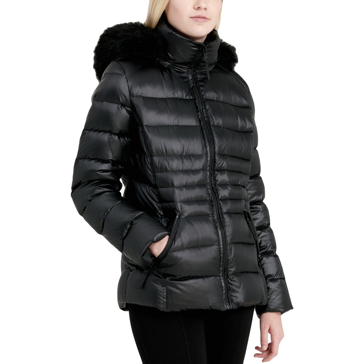 Calvin Klein Womens Black Winter Down Quilted Puffer Coat Outerwear L ...
