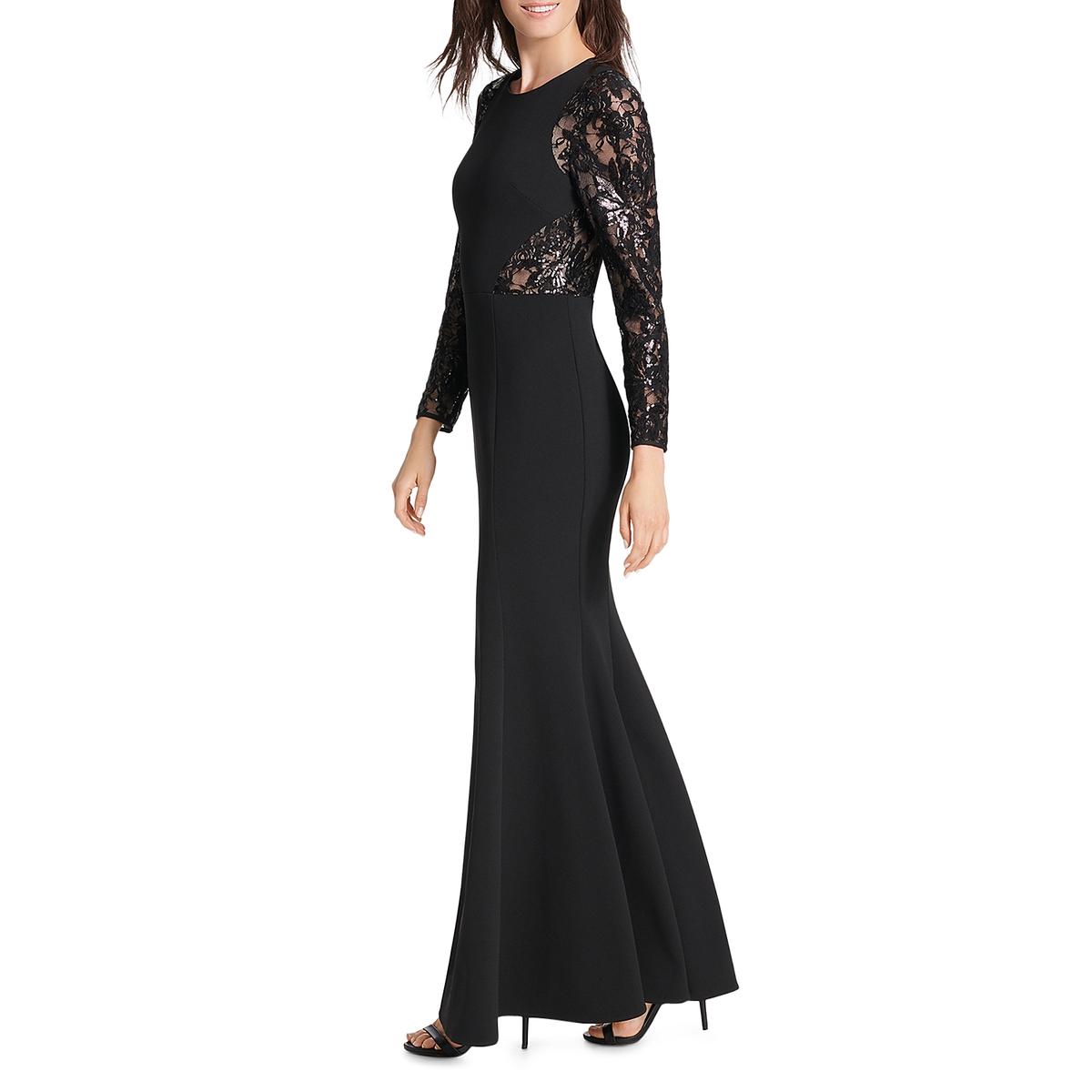 Eliza J Womens Black Lace Sequined Formal Evening Dress Gown 2 BHFO ...