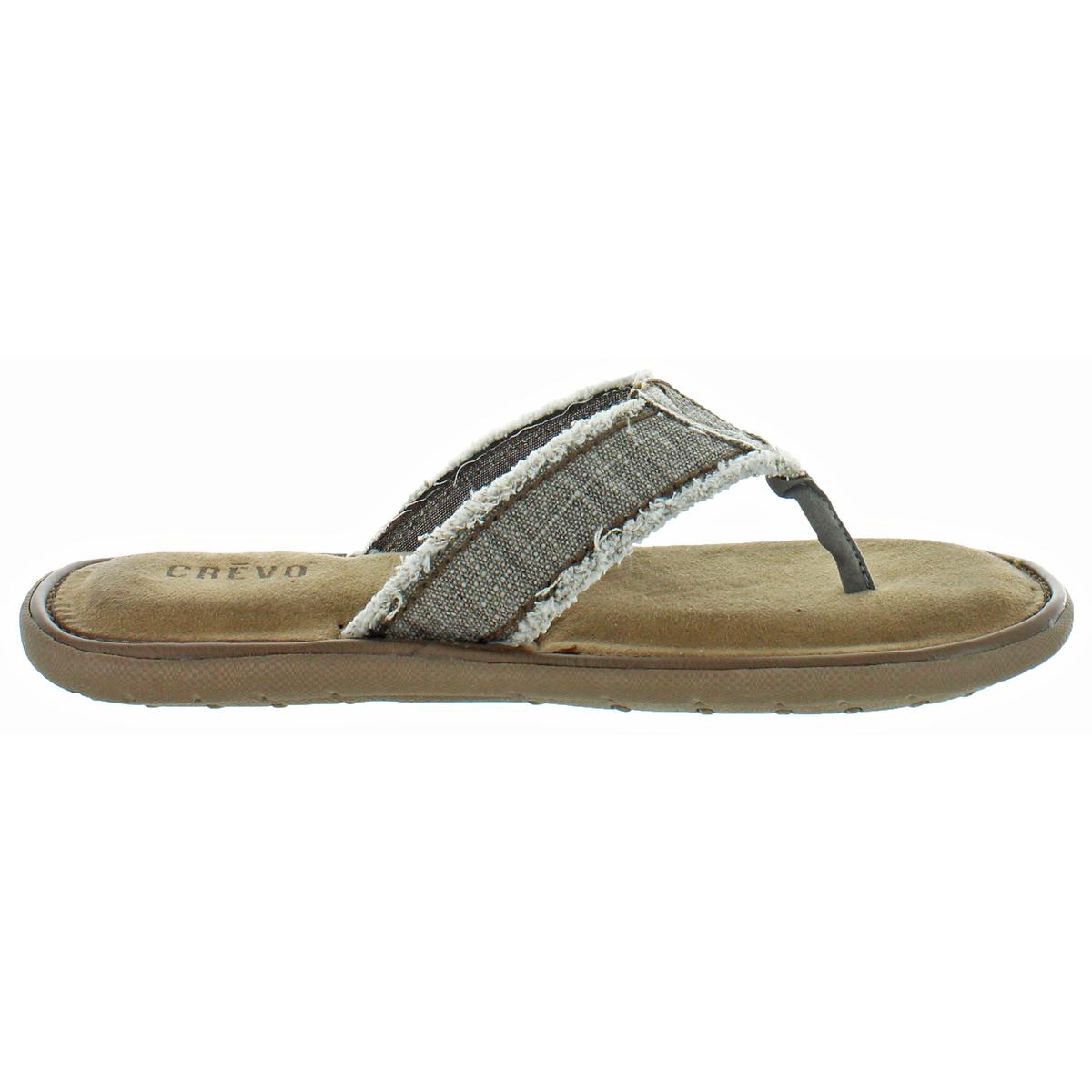 Crevo Bray Frayed Hemp Memory Foam Slide Flip Flops for Men