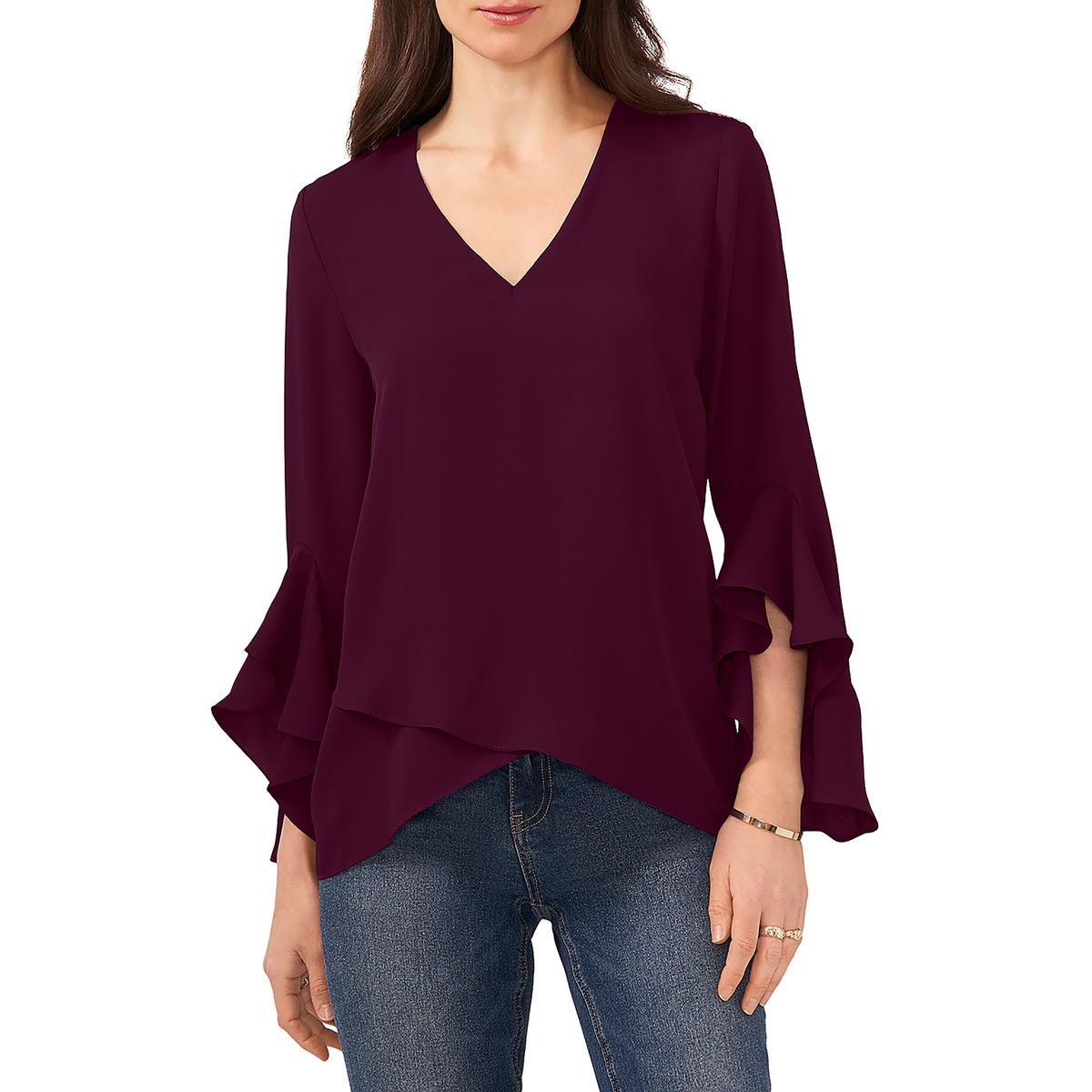 Vince Camuto Womens Chiffon V-Neck Tunic Blouse Top BHFO 6347